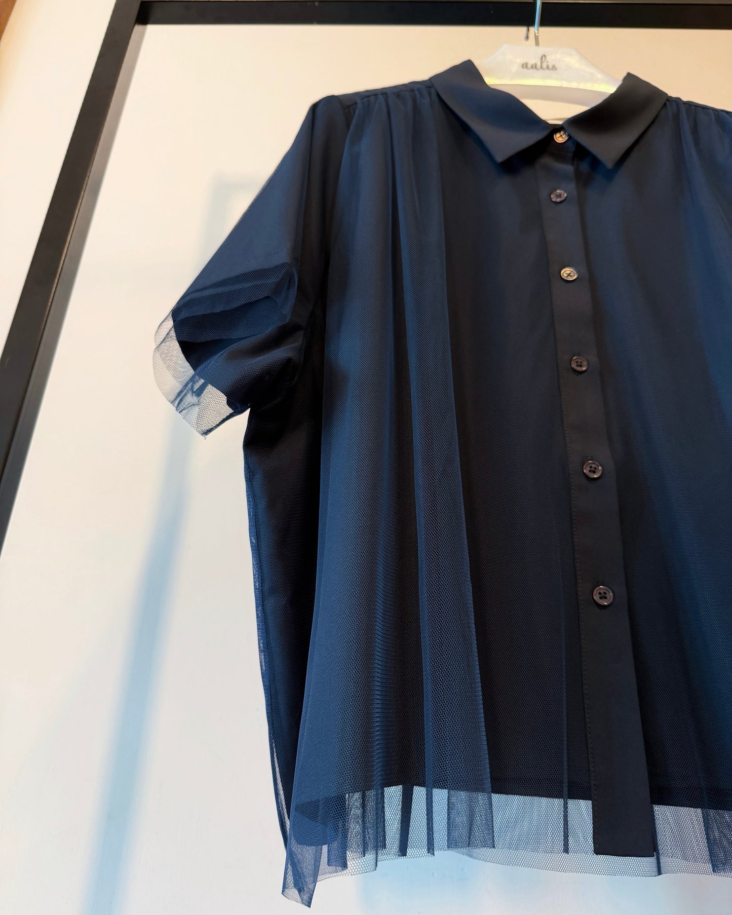 aalis SATH mesh overlay s/s shirt (Dark Blue)