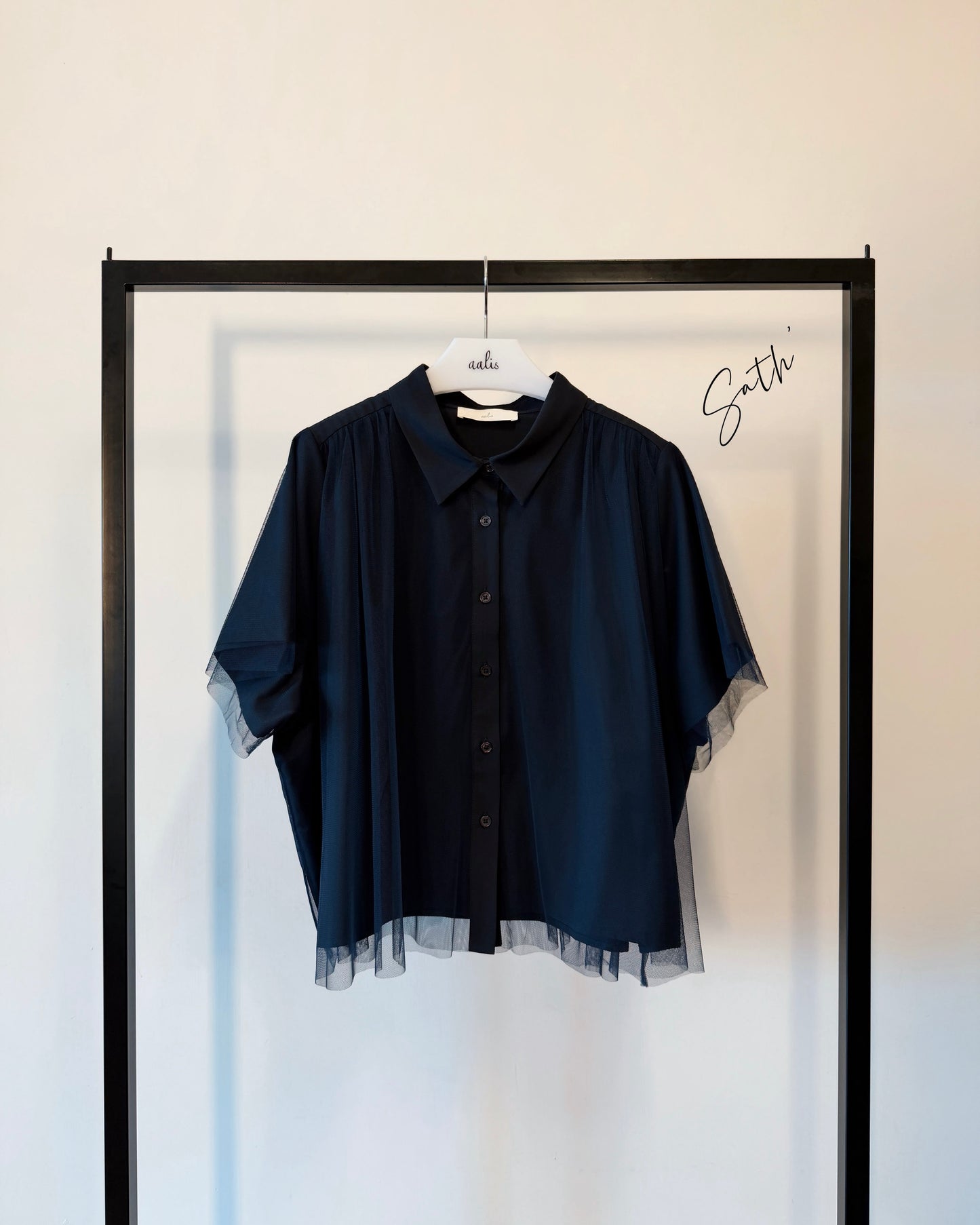 aalis SATH mesh overlay s/s shirt (Dark Blue)