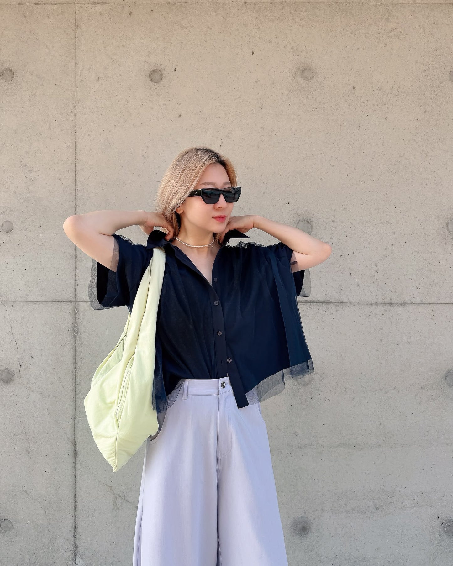 aalis SATH mesh overlay s/s shirt (Dark Blue)