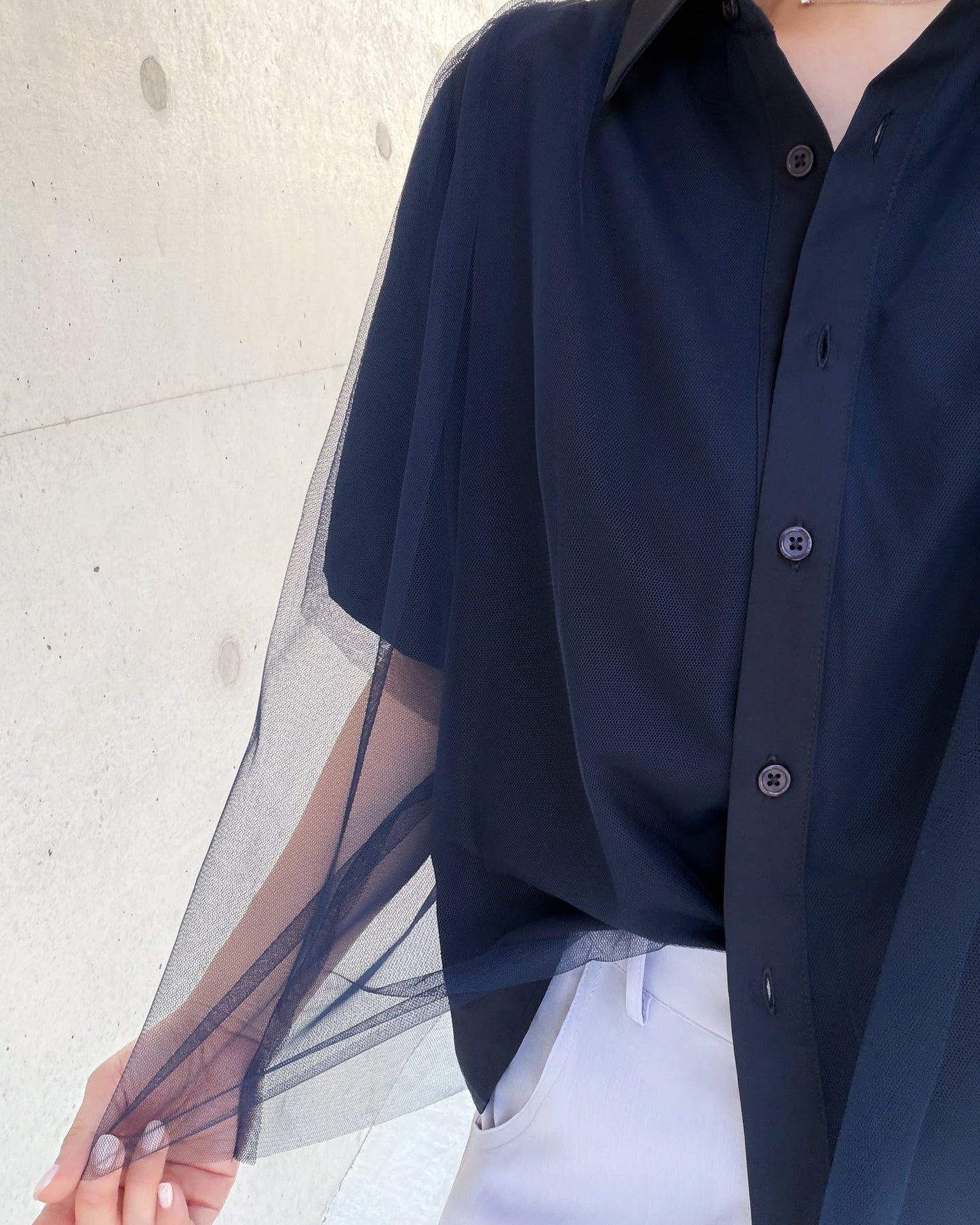 aalis SATH mesh overlay s/s shirt (Dark Blue)