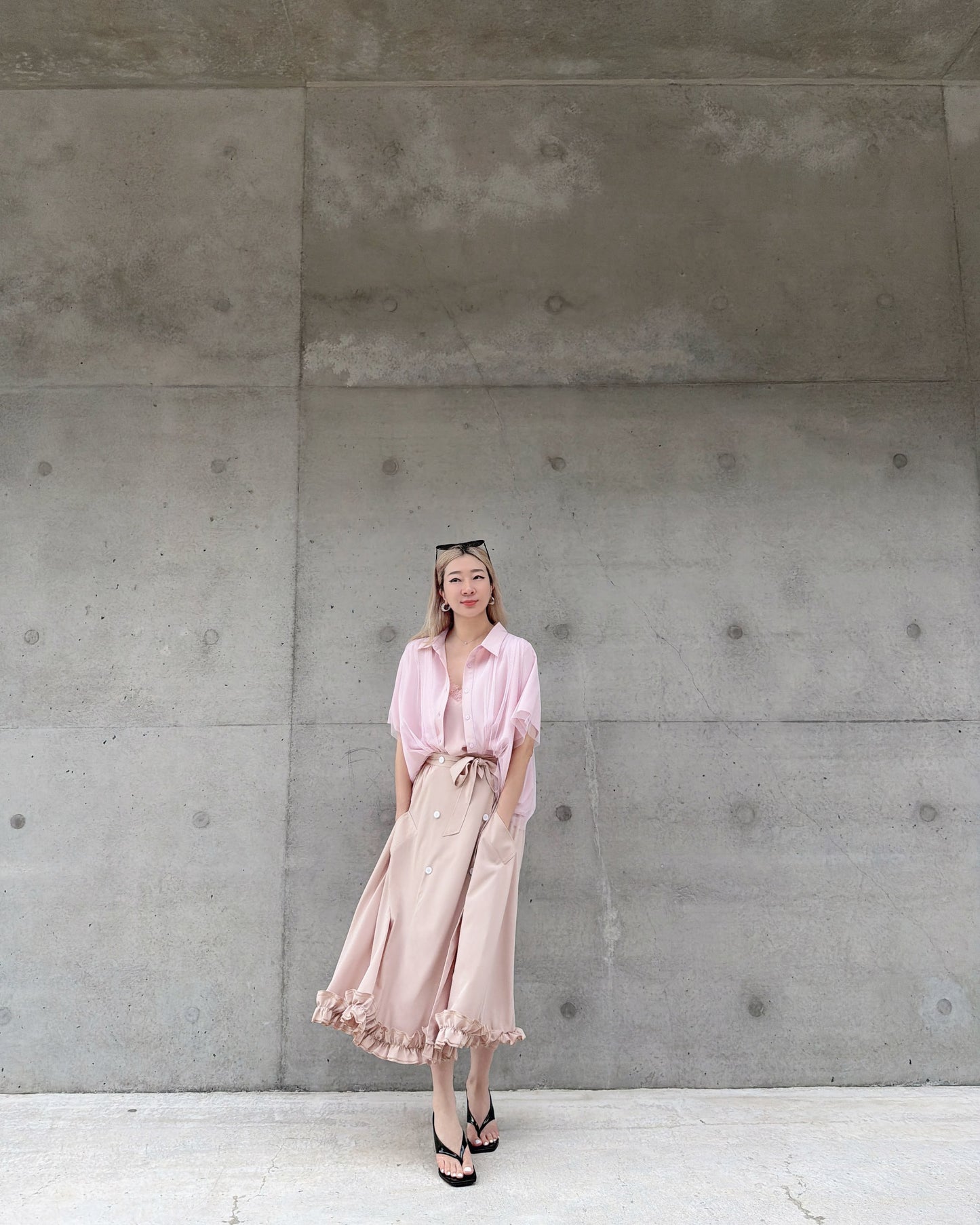 aalis SATH mesh overlay s/s shirt (Light Pink)