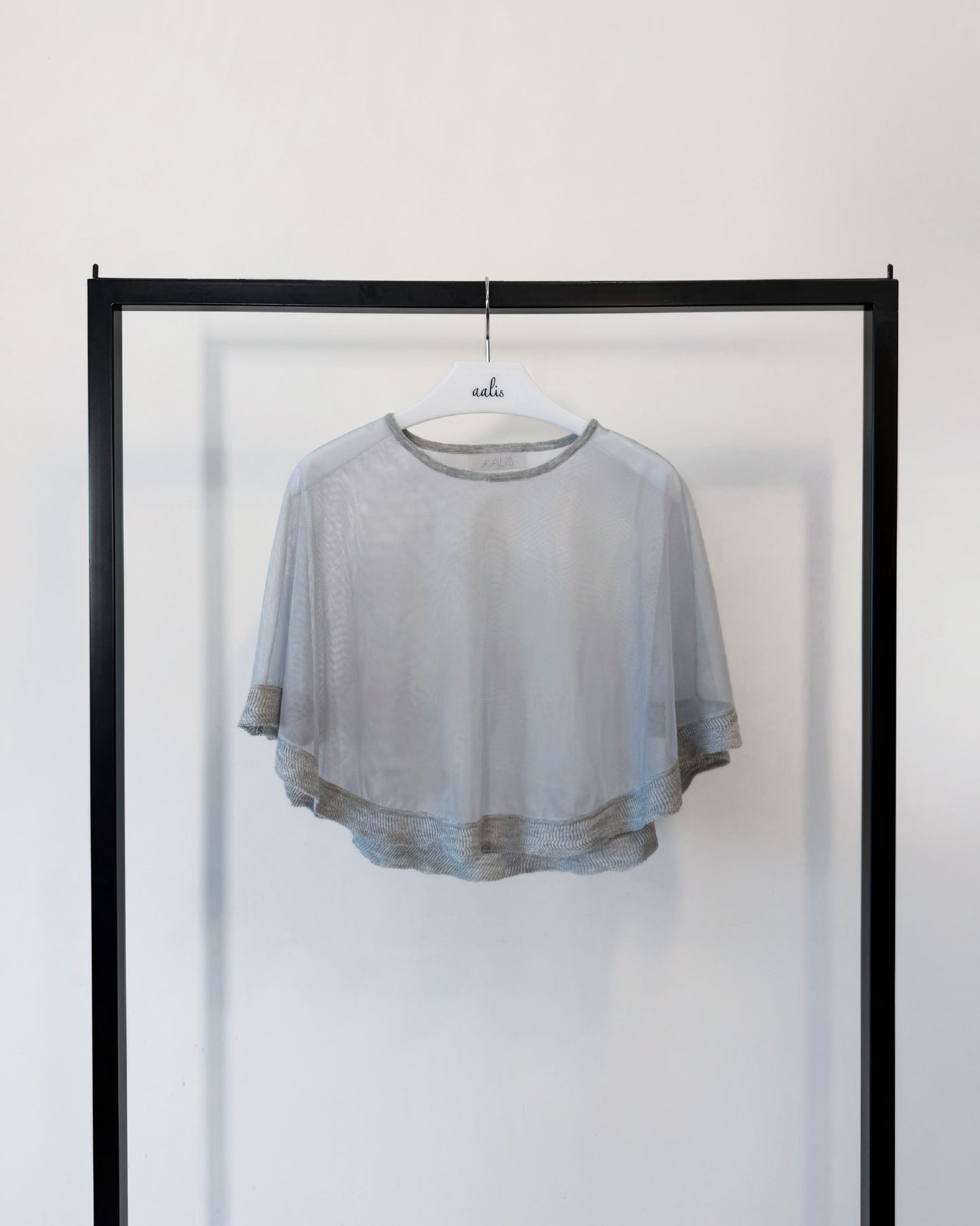 aalis CARPI mesh cape with knitted ruffle trim (Heather Grey)