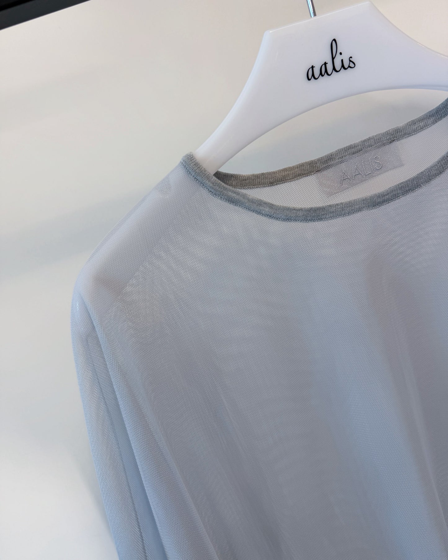 aalis CARPI mesh cape with knitted ruffle trim (Heather Grey)