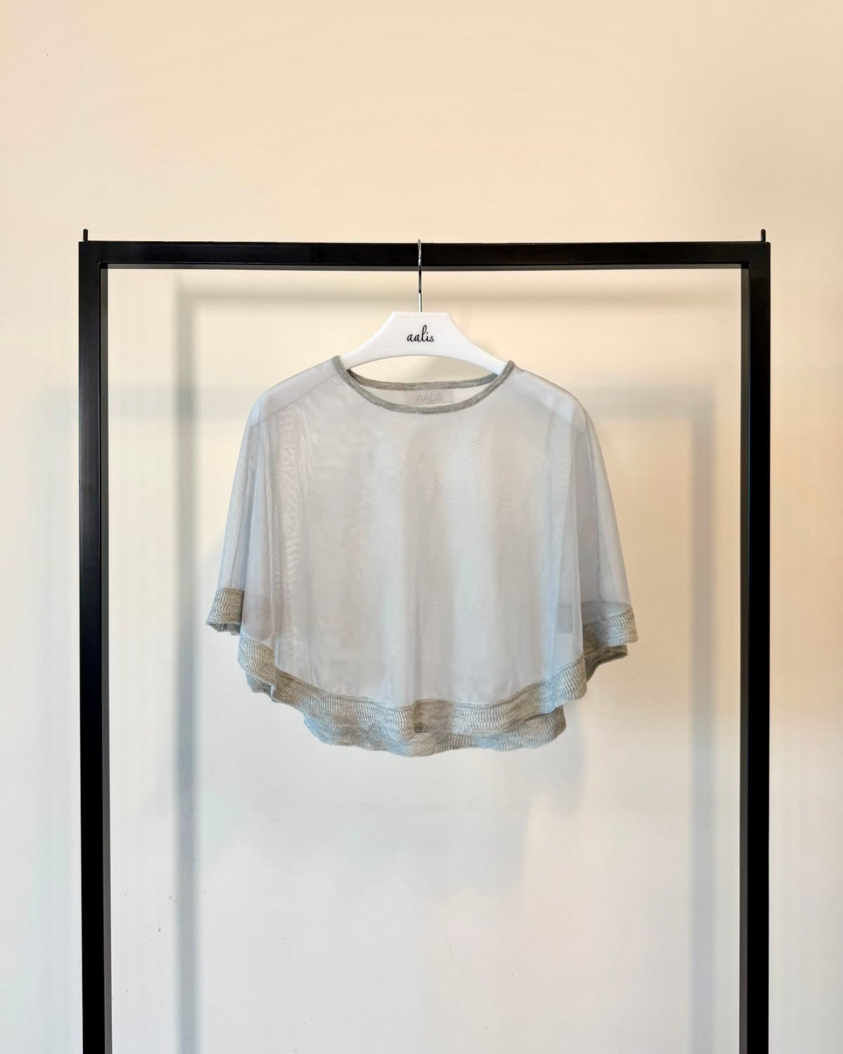 aalis CARPI mesh cape with knitted ruffle trim (Heather Grey)