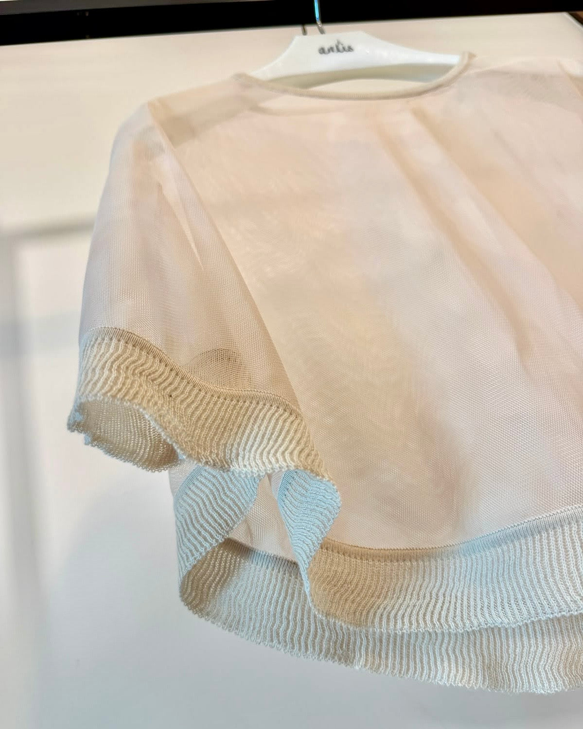 aalis CARPI mesh cape with knitted ruffle trim (Nude)
