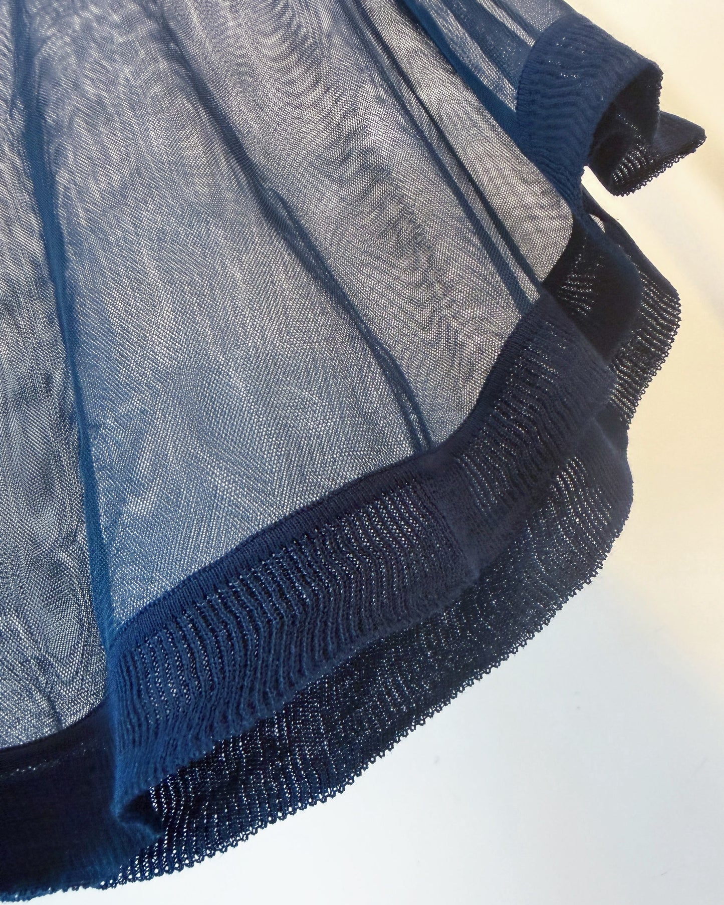 aalis CARPI mesh cape with knitted ruffle trim (Navy)