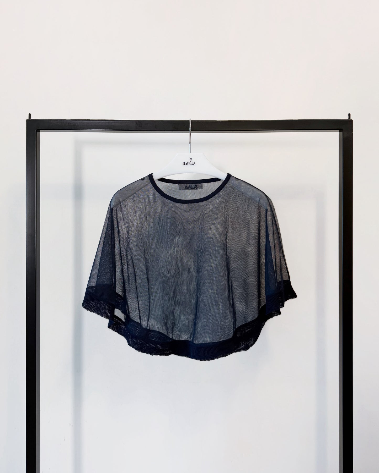 aalis CARPI mesh cape with knitted ruffle trim (Navy)