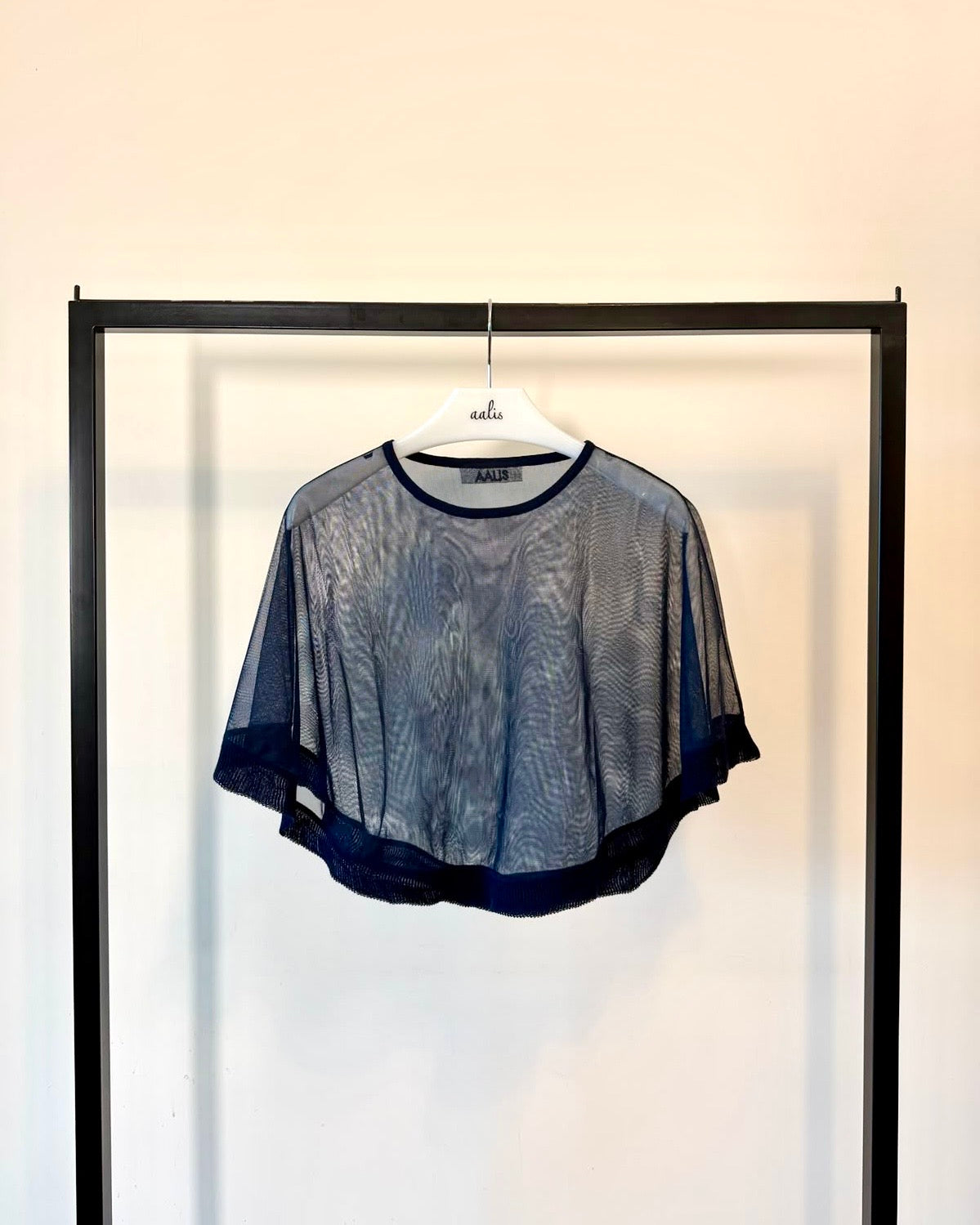aalis CARPI mesh cape with knitted ruffle trim (Navy)