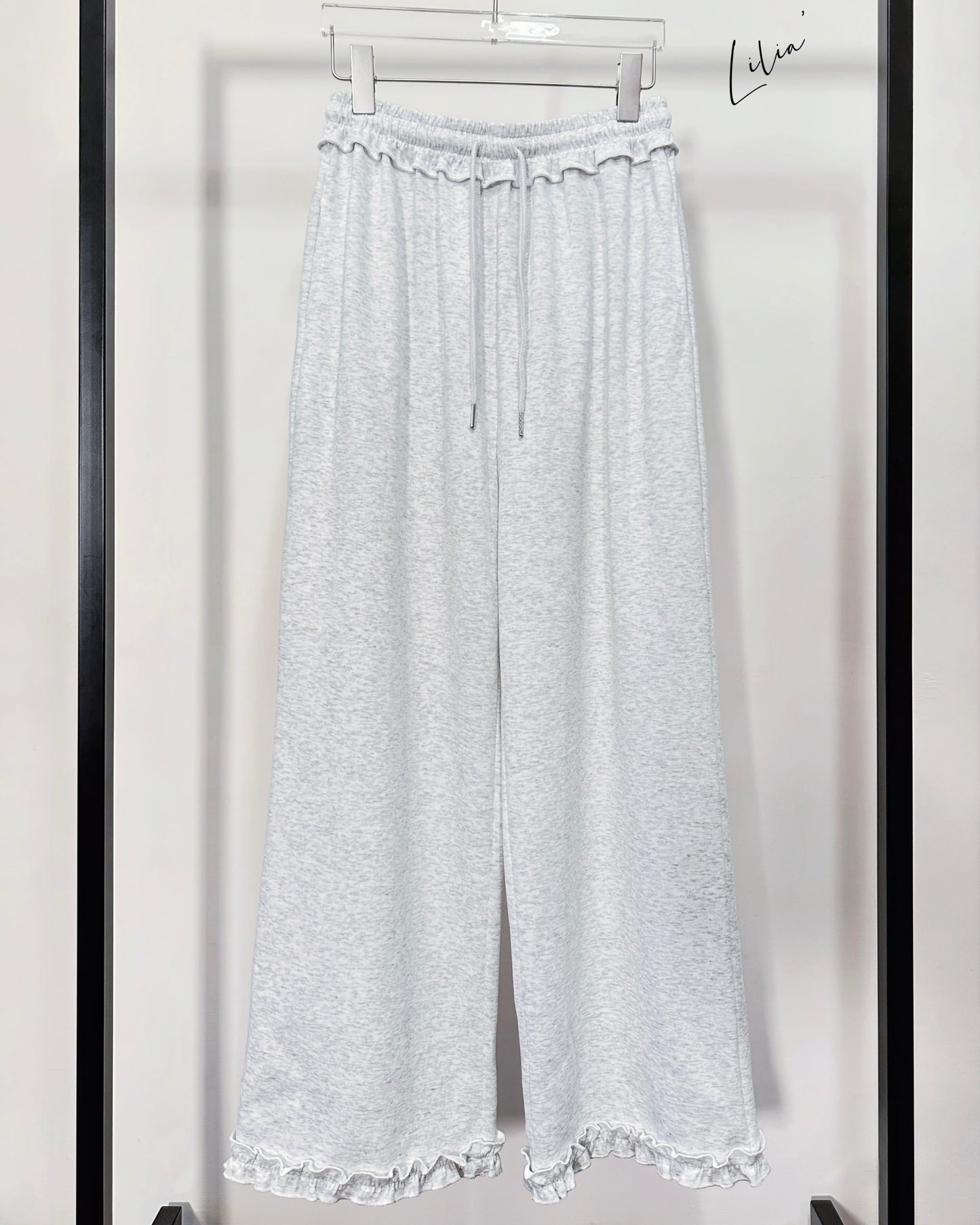aalis LILIA TWO ruffle hem track pants (Heather Grey)