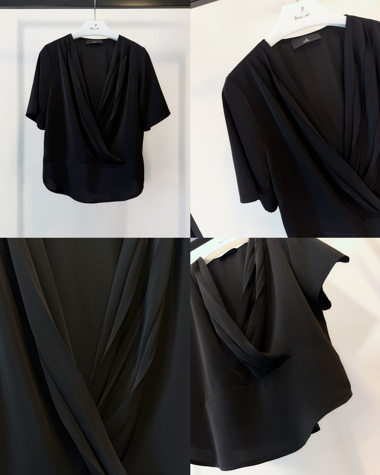 aalis PIPPI deep v short sleeves vintage top (Black)