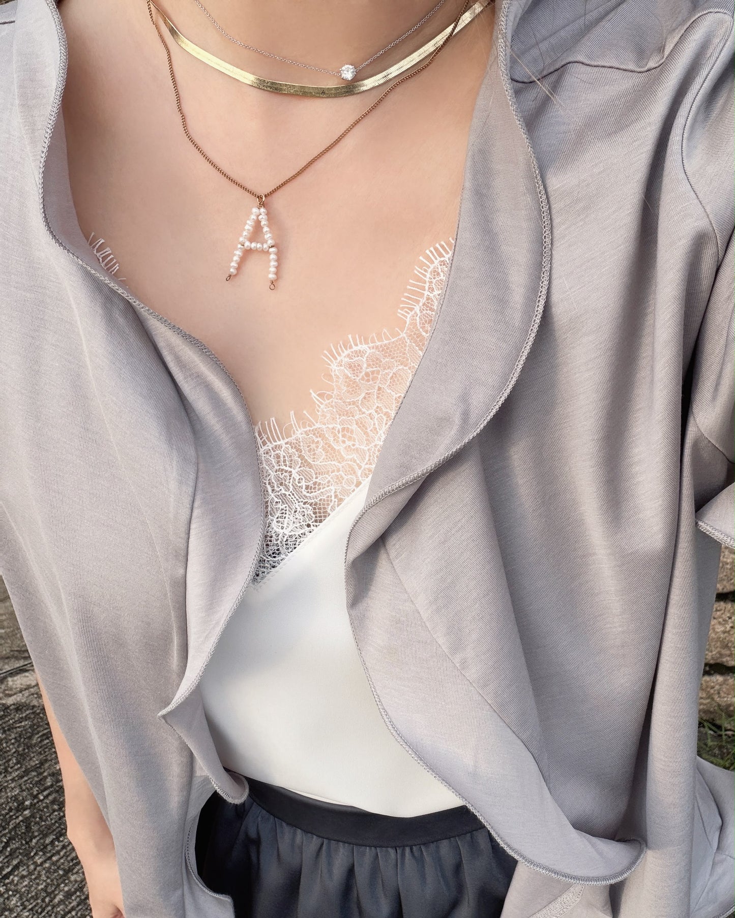 aalis TOSSY ruffle knit cardigan (Grey)