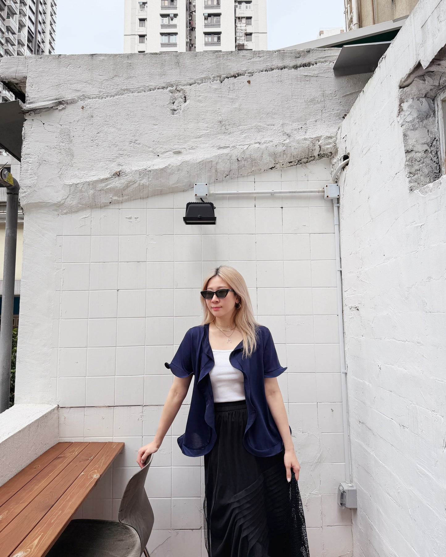 aalis TOSSY ruffle knit cardigan (Navy)