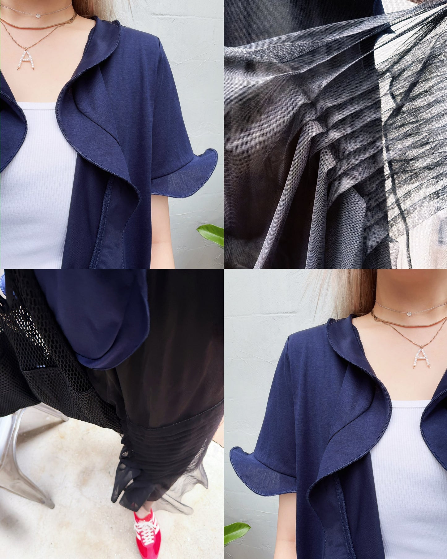 aalis TOSSY ruffle knit cardigan (Navy)