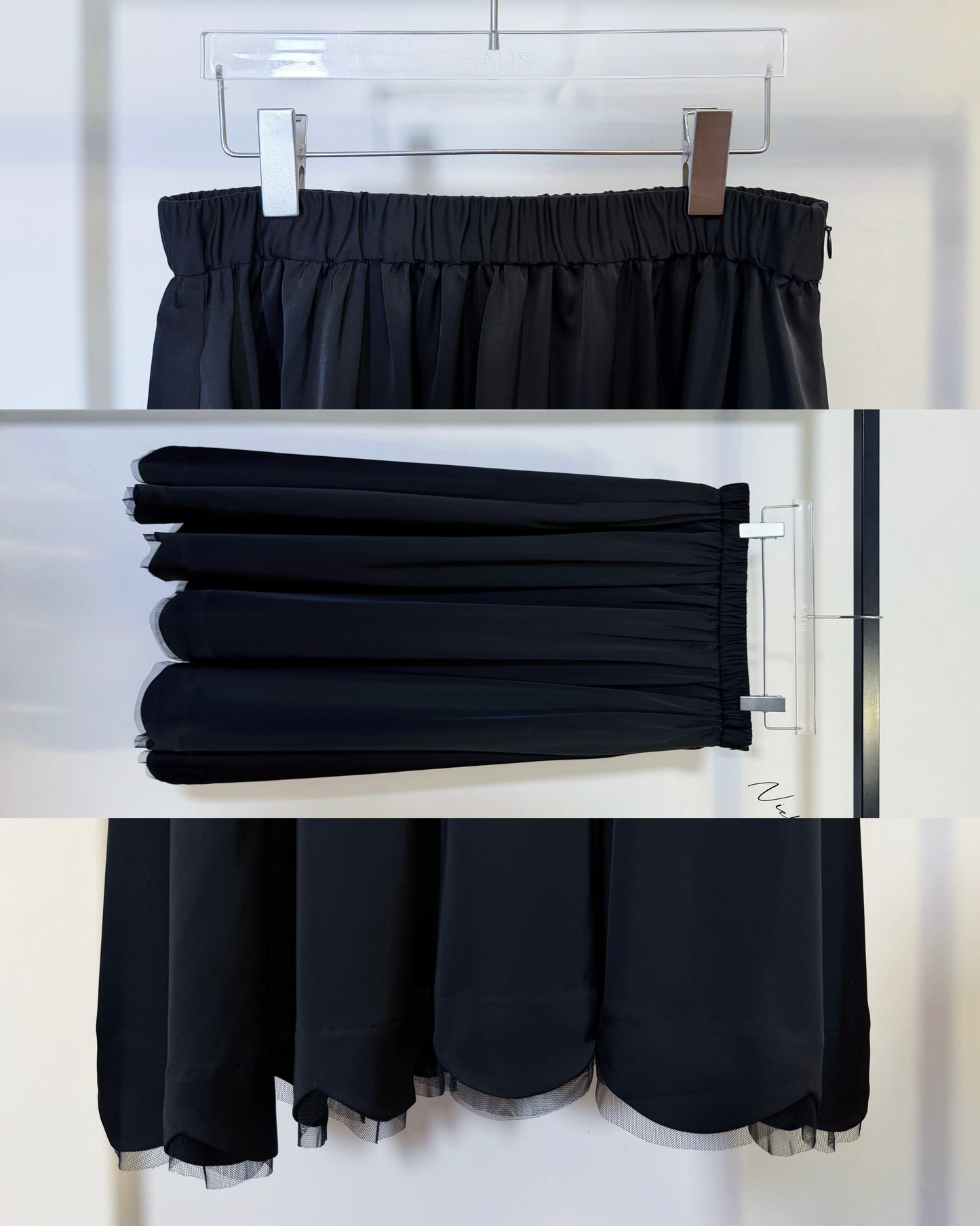 aalis NIELLA scallop edge skirt (Black)