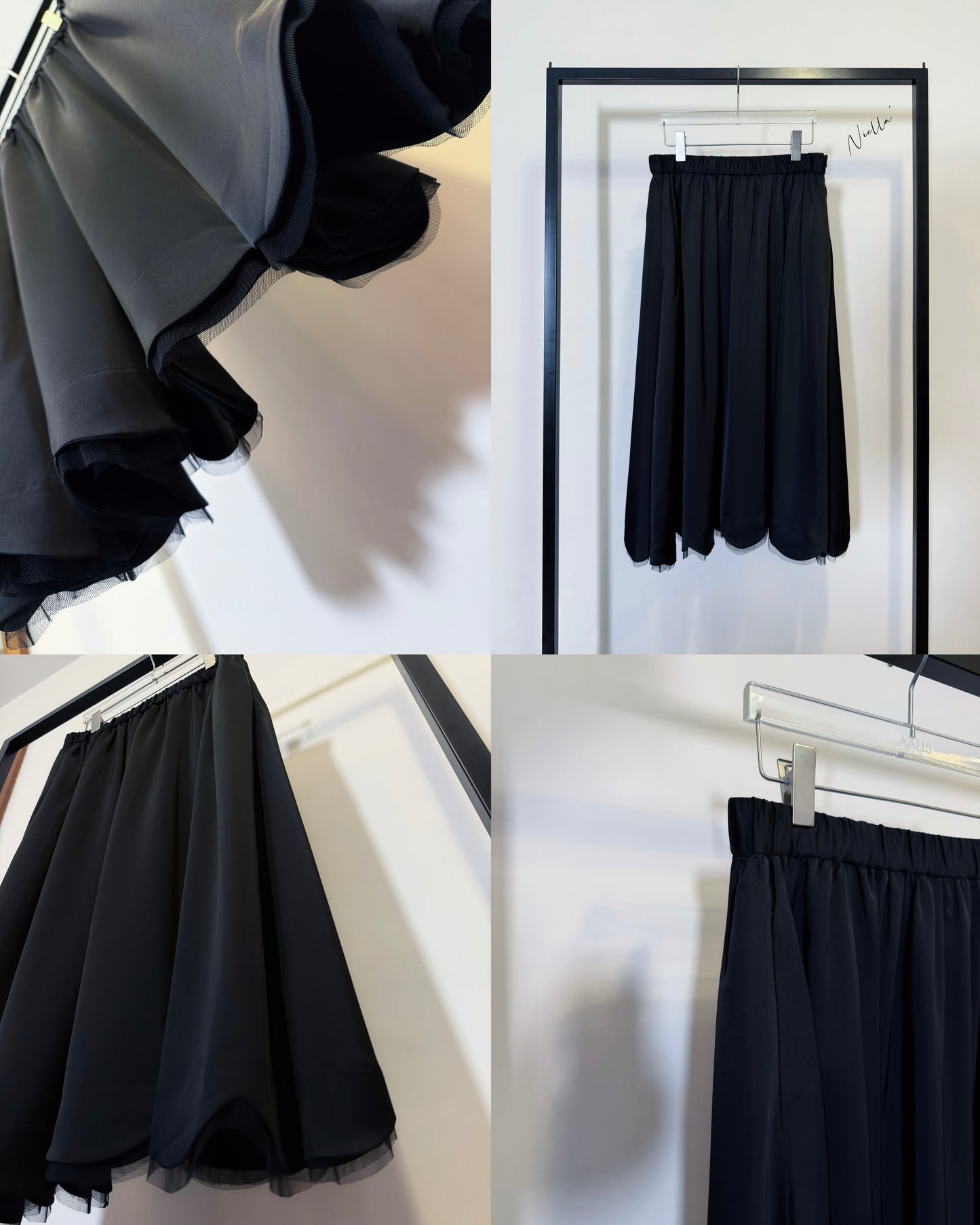 aalis NIELLA scallop edge skirt (Black)