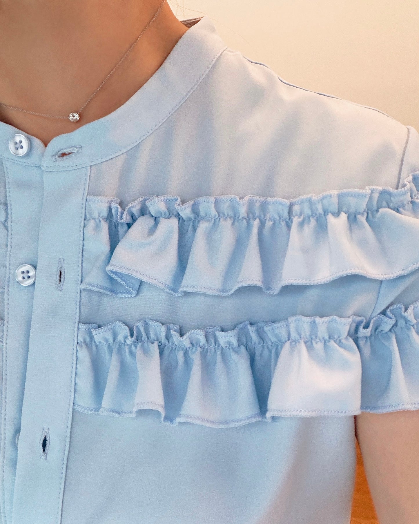 aalis CARLOTTA two ruffles shirt (Blue)
