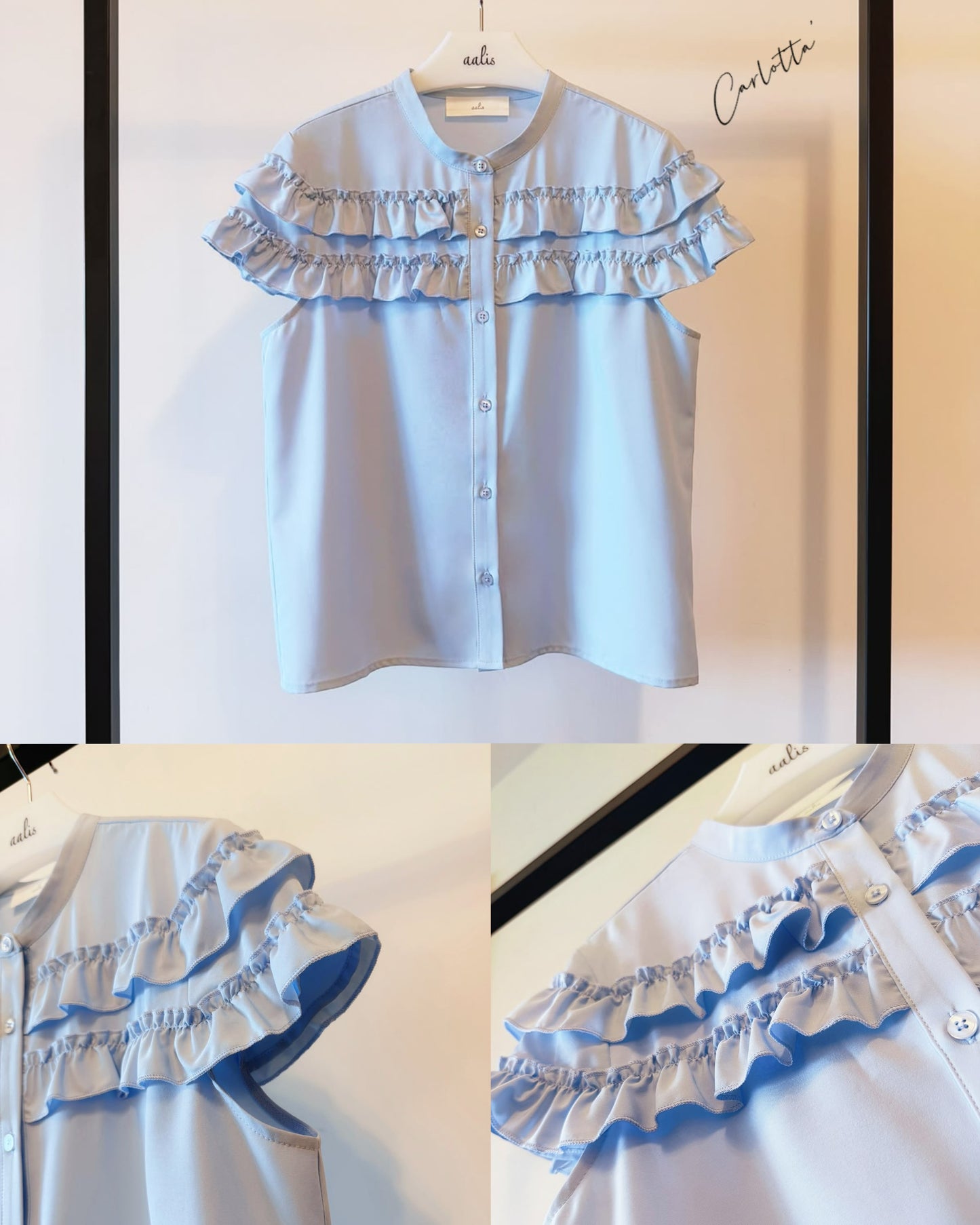 aalis CARLOTTA two ruffles shirt (Blue)