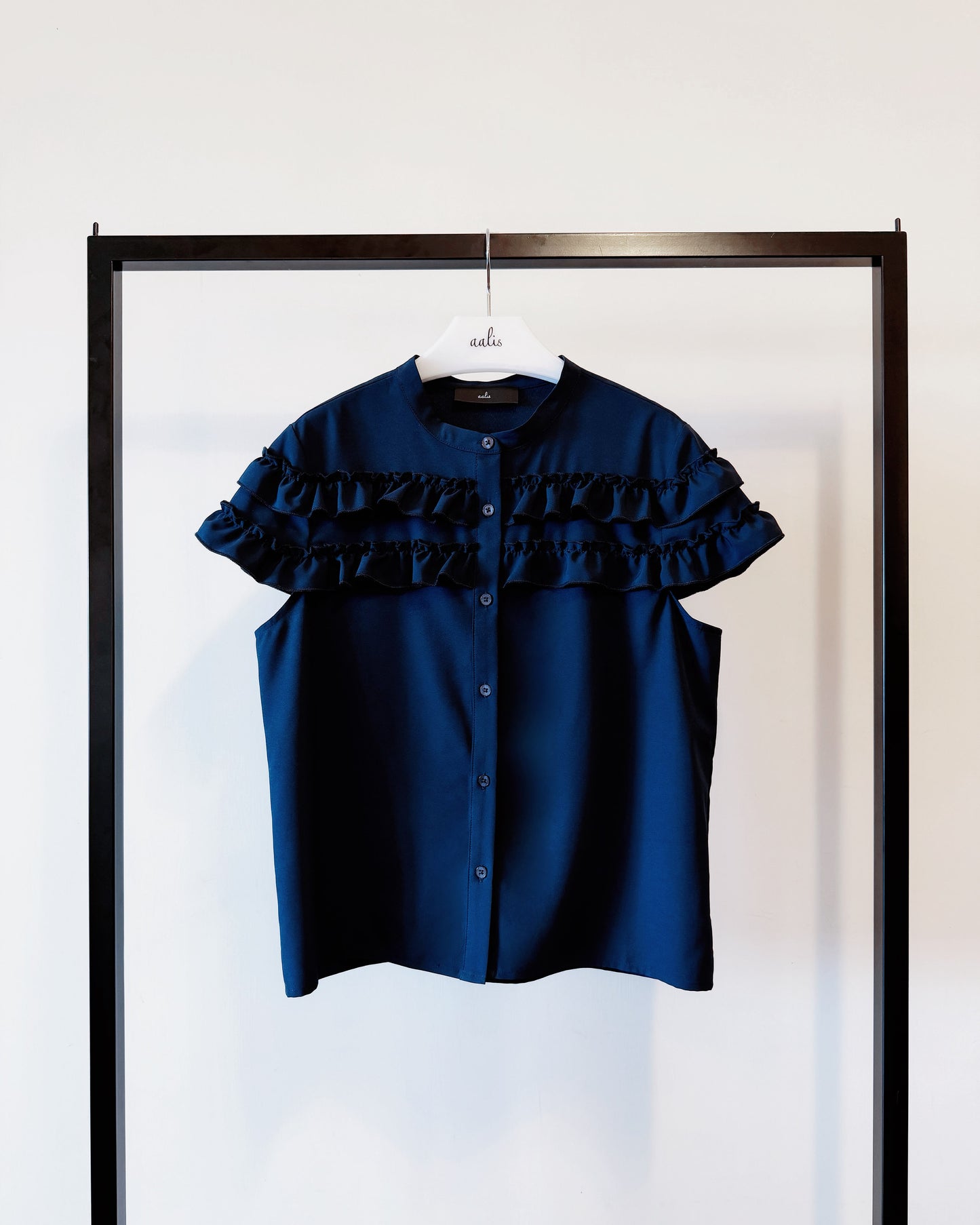 aalis CARLOTTA two ruffles shirt (Dark Blue)