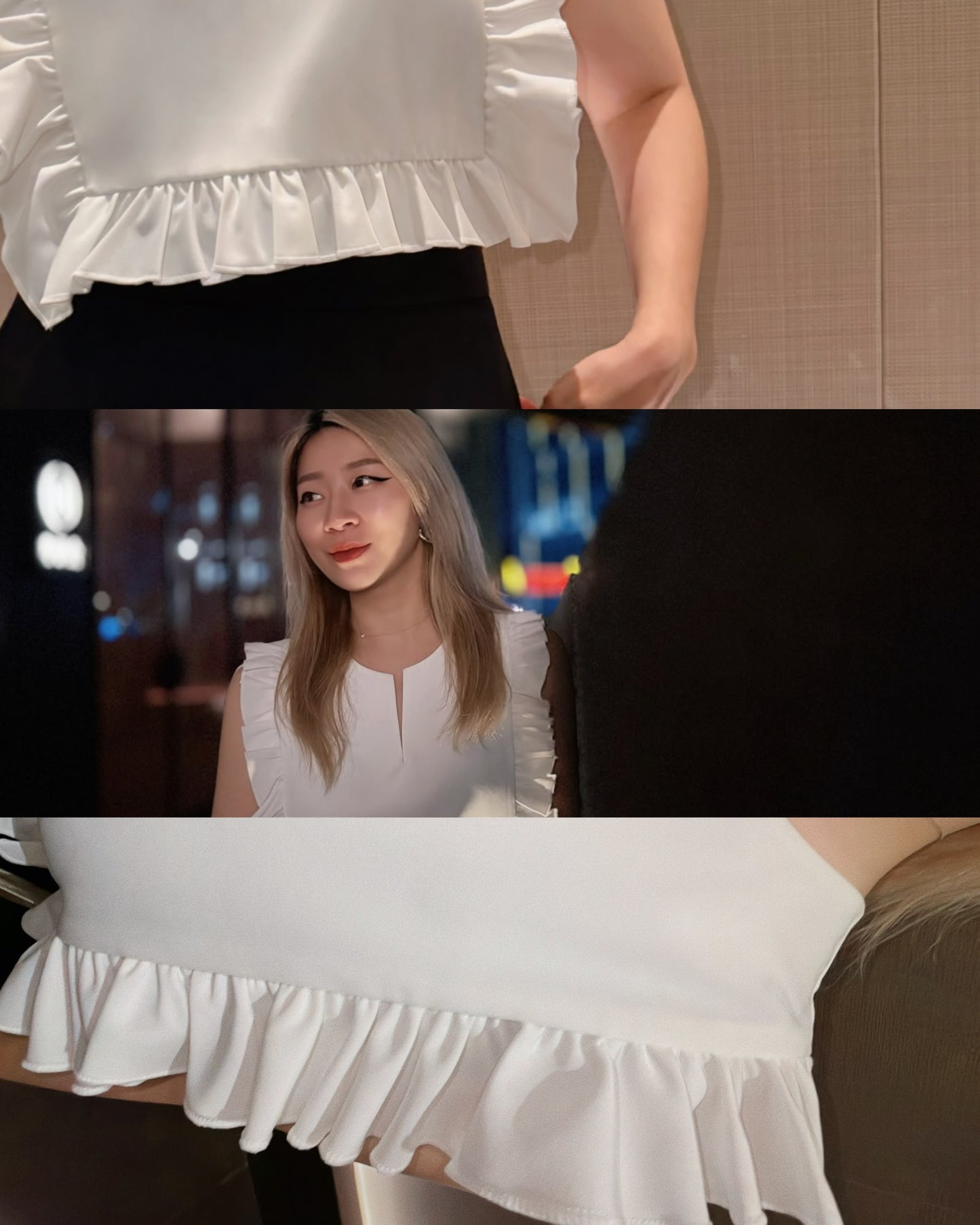 aalis KOSA square ruffle panel front top (White)