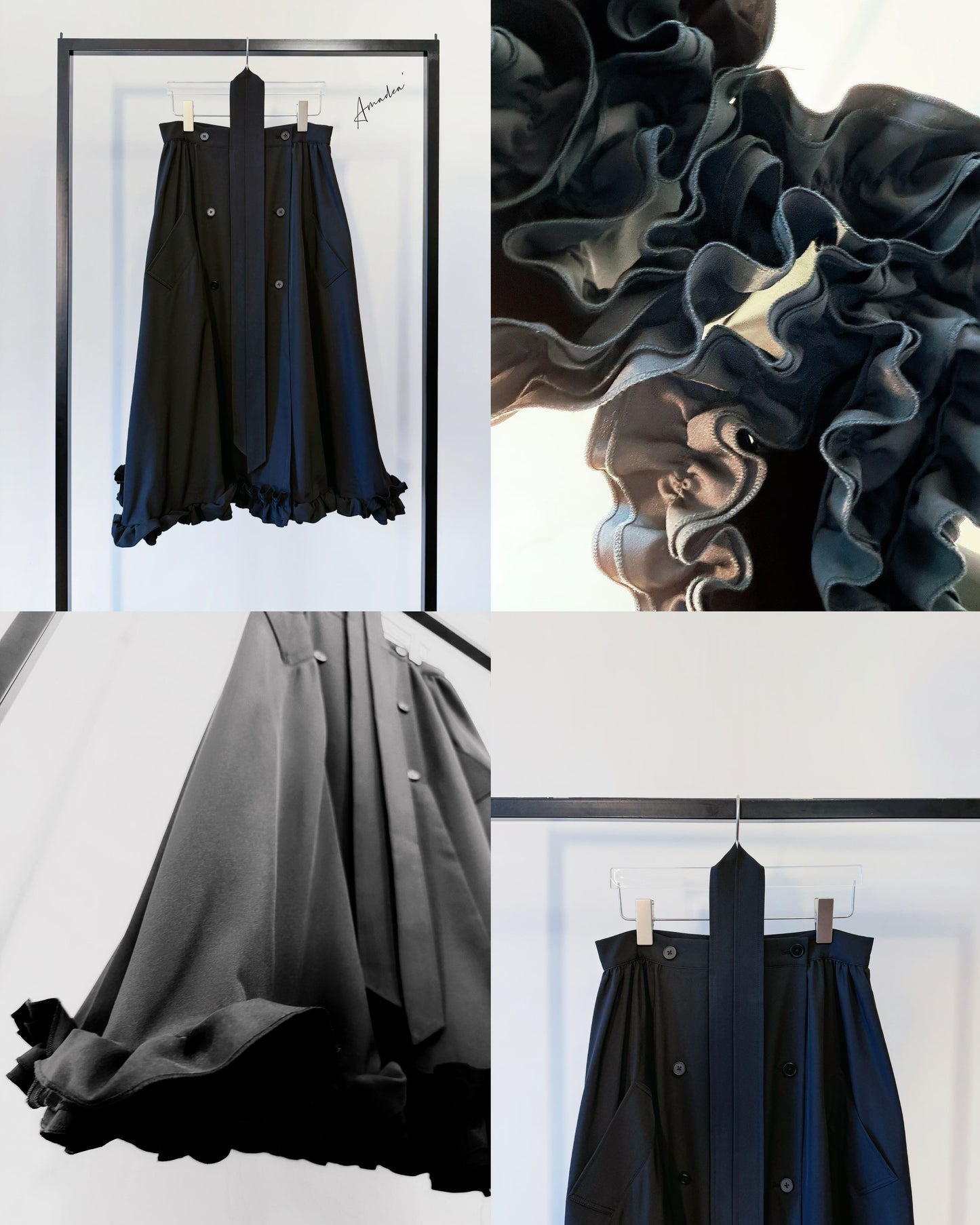 aalis AMADEA ruffle hem trench skirt (Black)