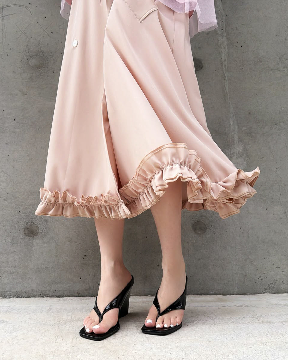 aalis AMADEA ruffle hem trench skirt (Nude)
