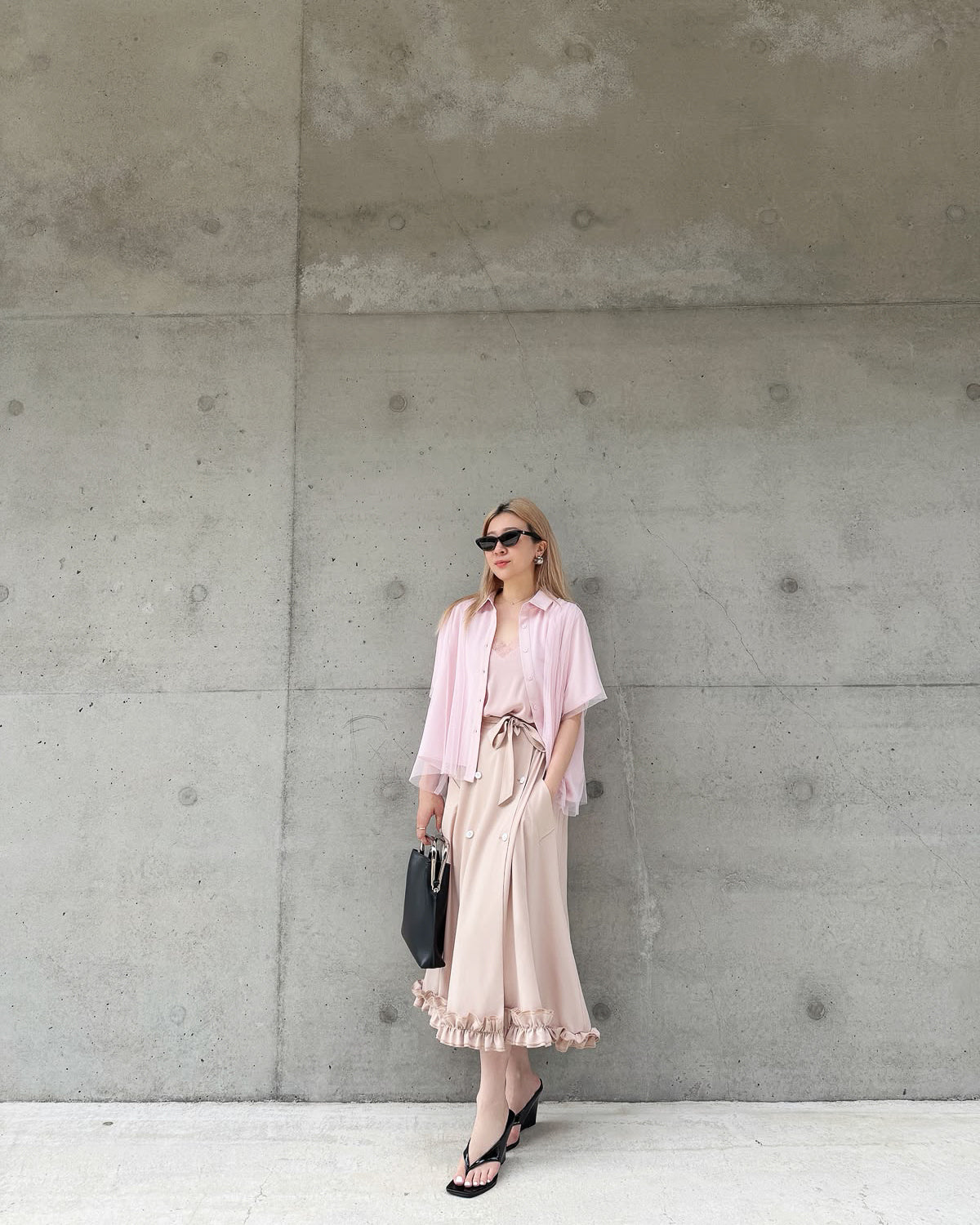 aalis AMADEA ruffle hem trench skirt (Nude)