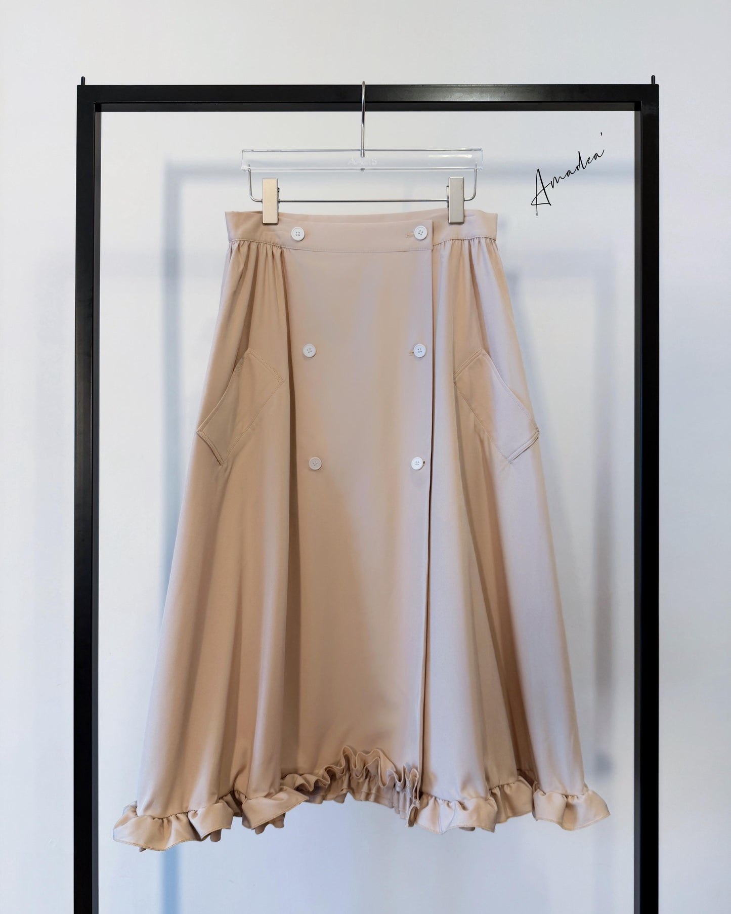 aalis AMADEA ruffle hem trench skirt (Nude)