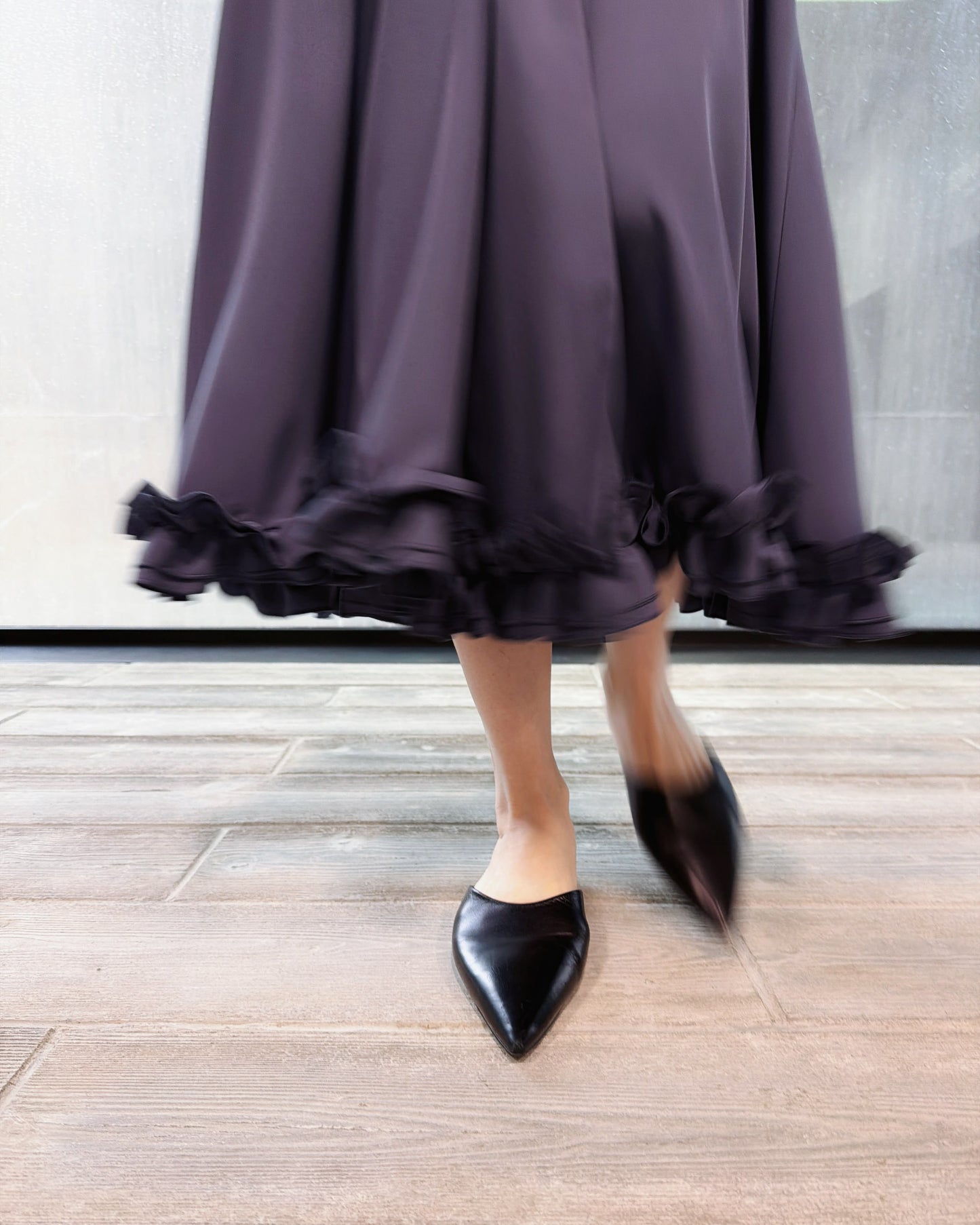 aalis AMADEA ruffle hem trench skirt (Purple Grey)
