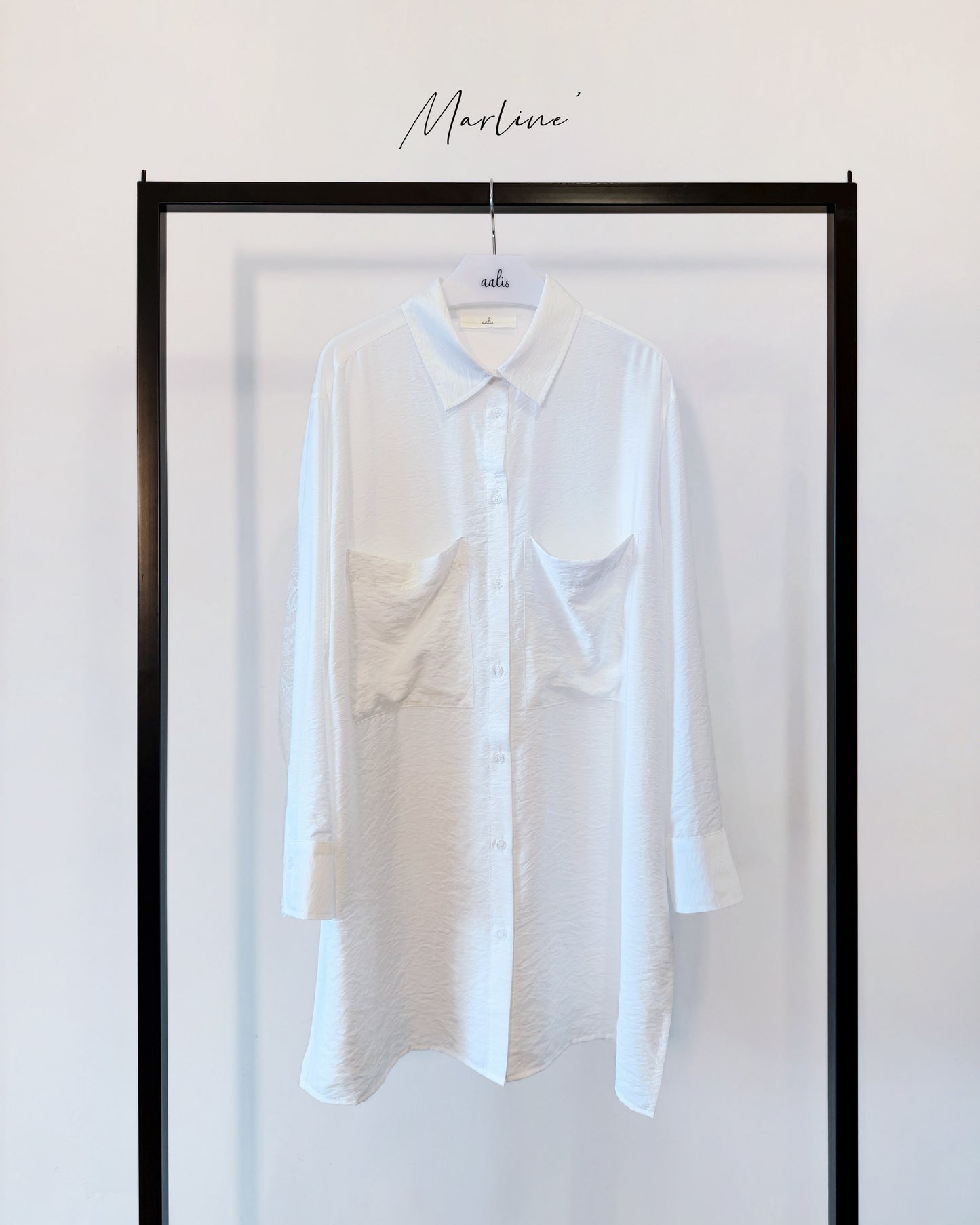aalis MARLINE front pockets lace detail shirt (White)