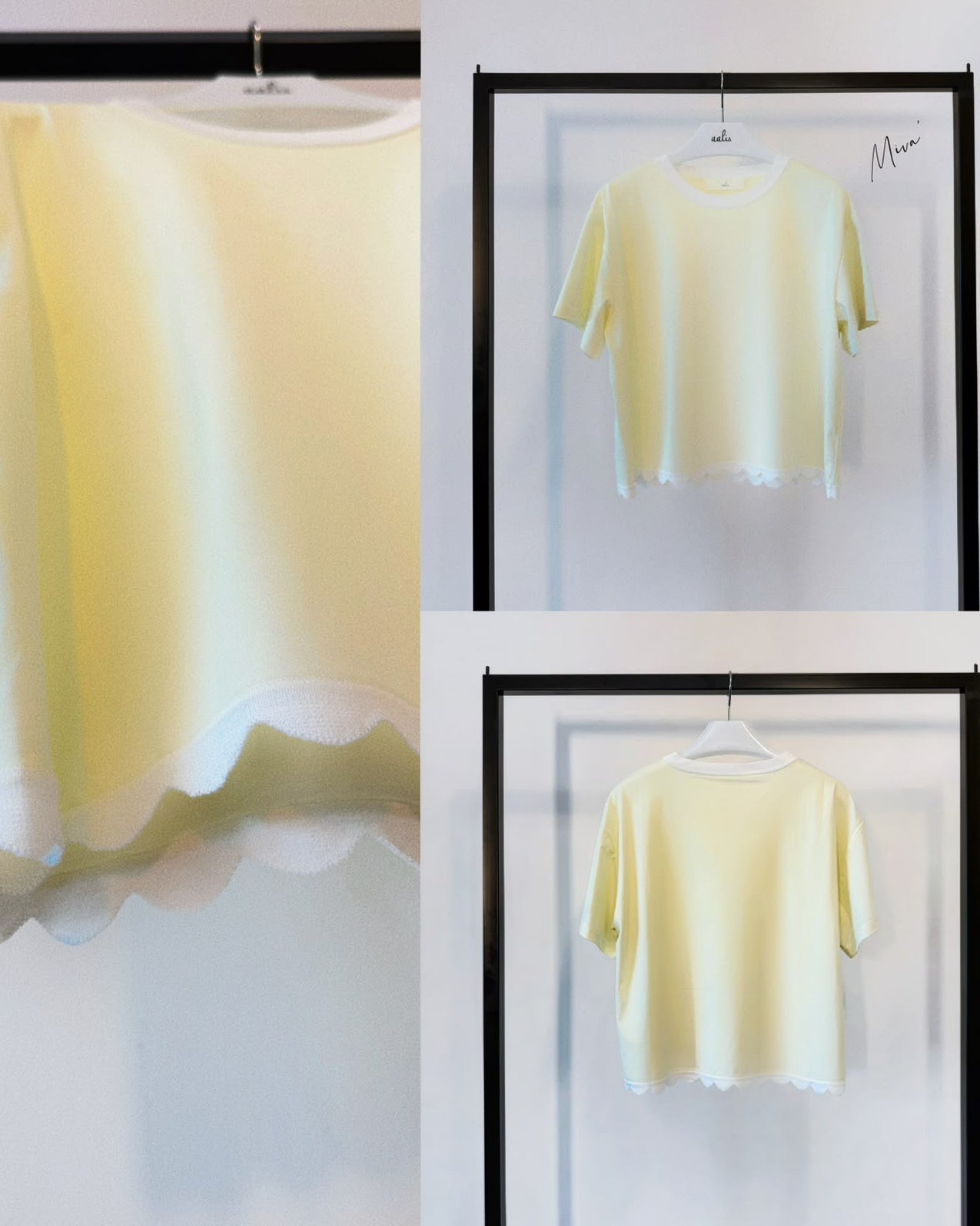 aalis MIVA knit scalloped edge cropped tee (Light Yellow)