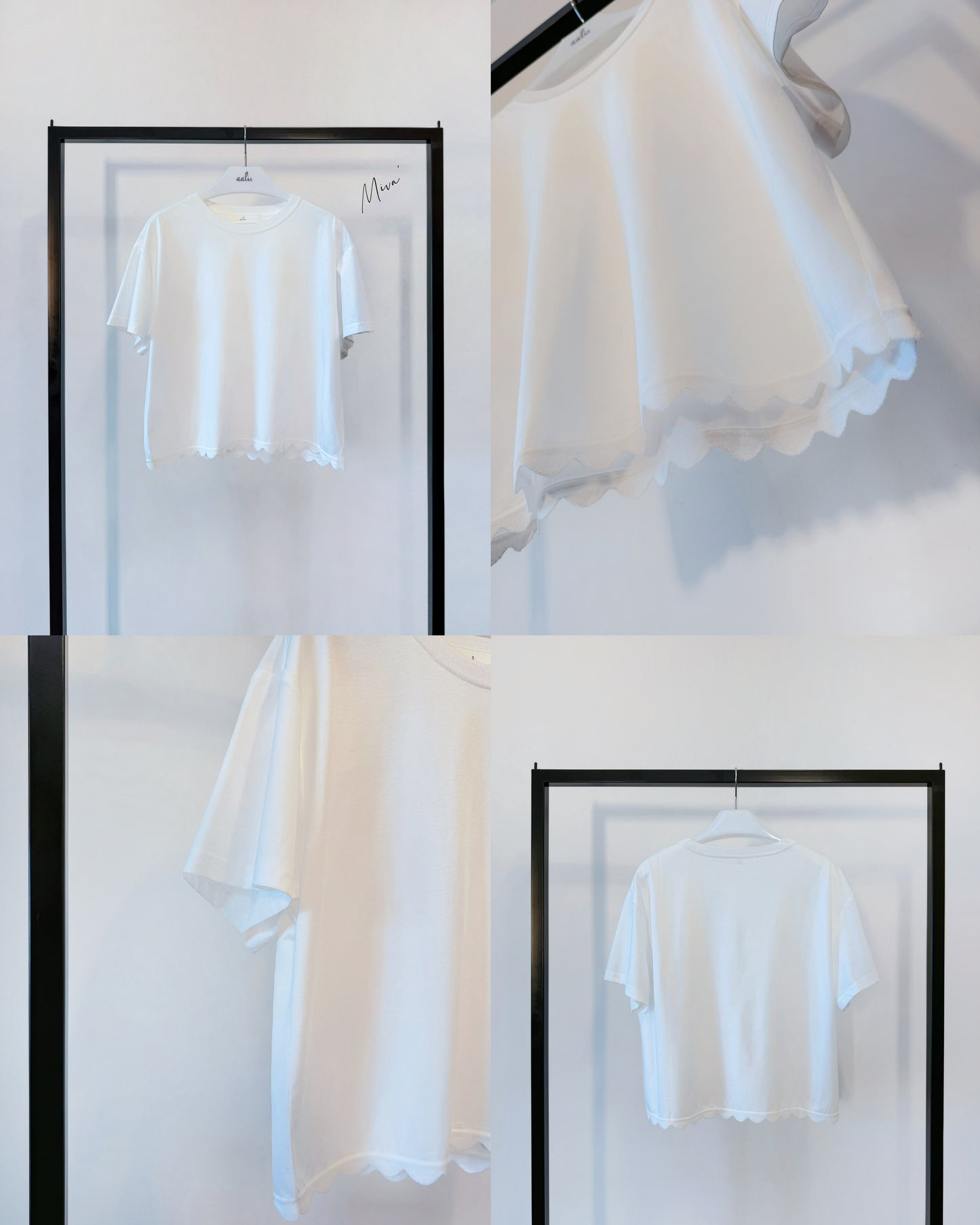 aalis MIVA knit scalloped edge cropped tee (White)