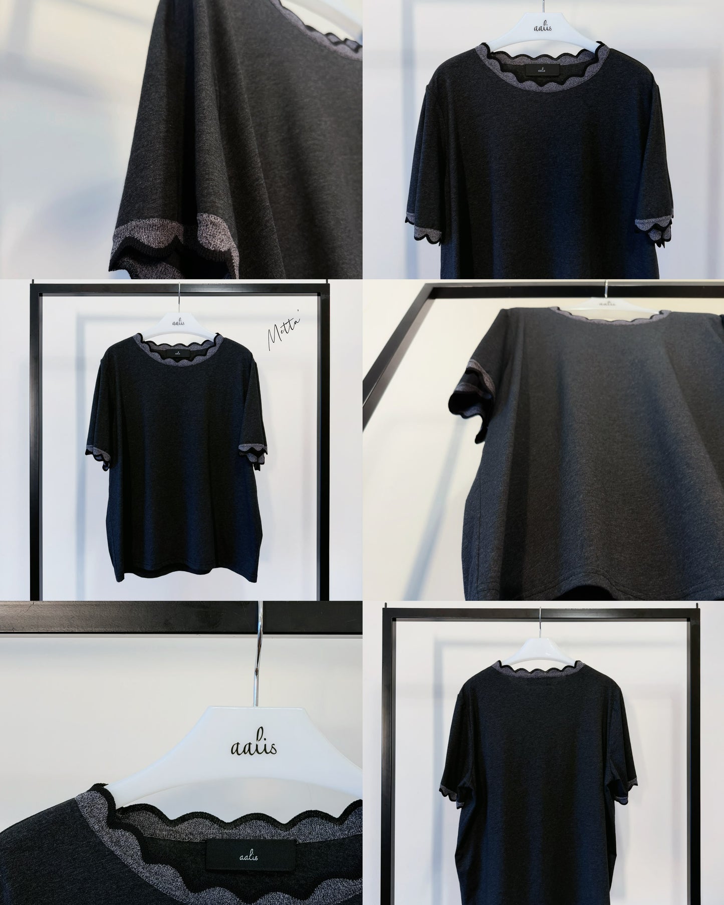 aalis METTA scallop edge relaxed tee (Charcoal)