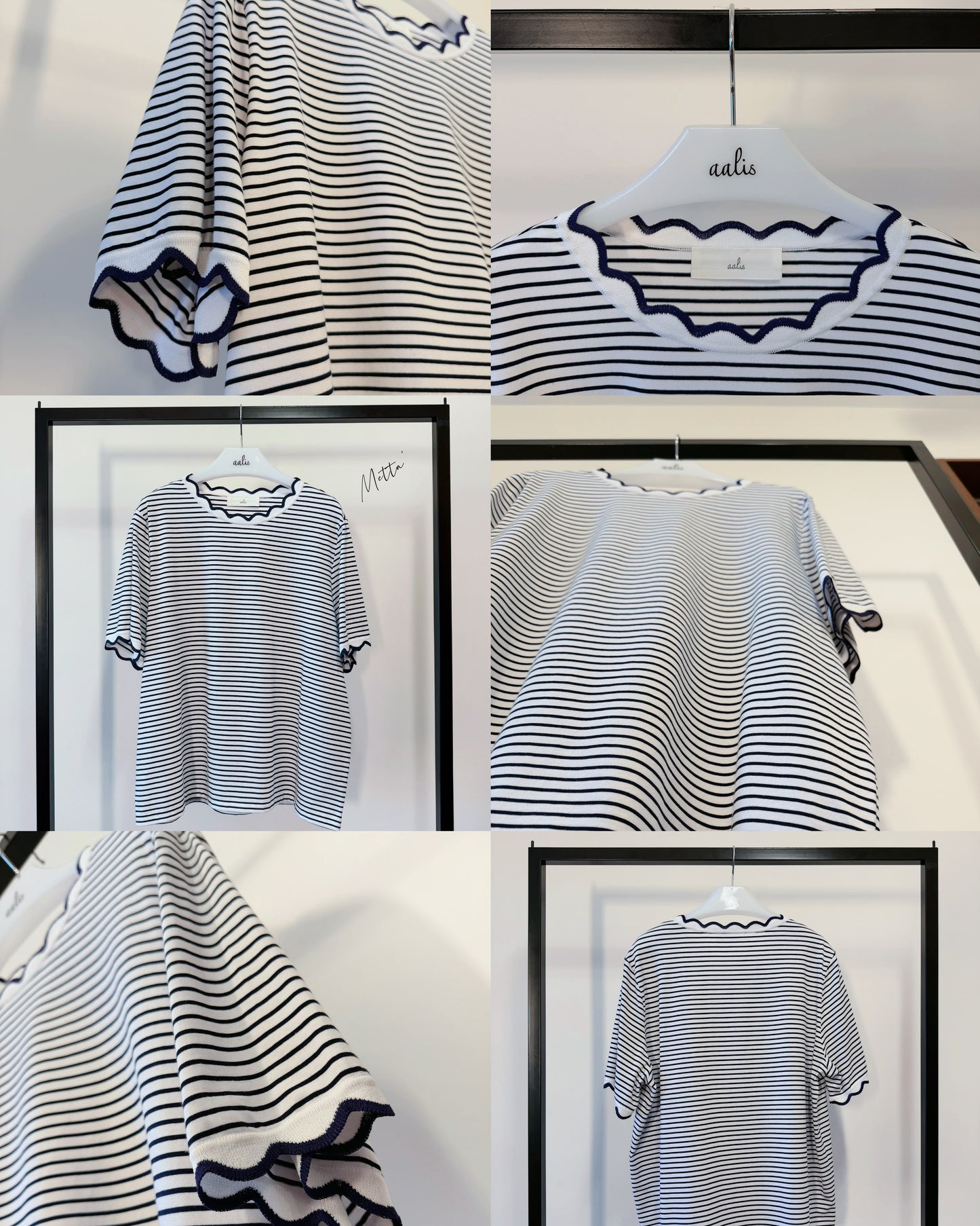 aalis METTA scallop edge relaxed tee (Navy Stripe)