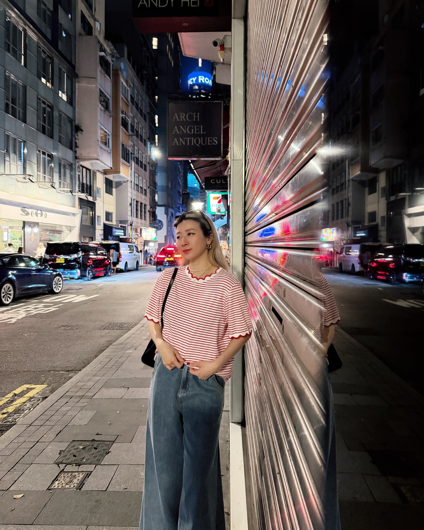 (Pre-order) aalis METTA scallop edge relaxed tee (Red Stripe)