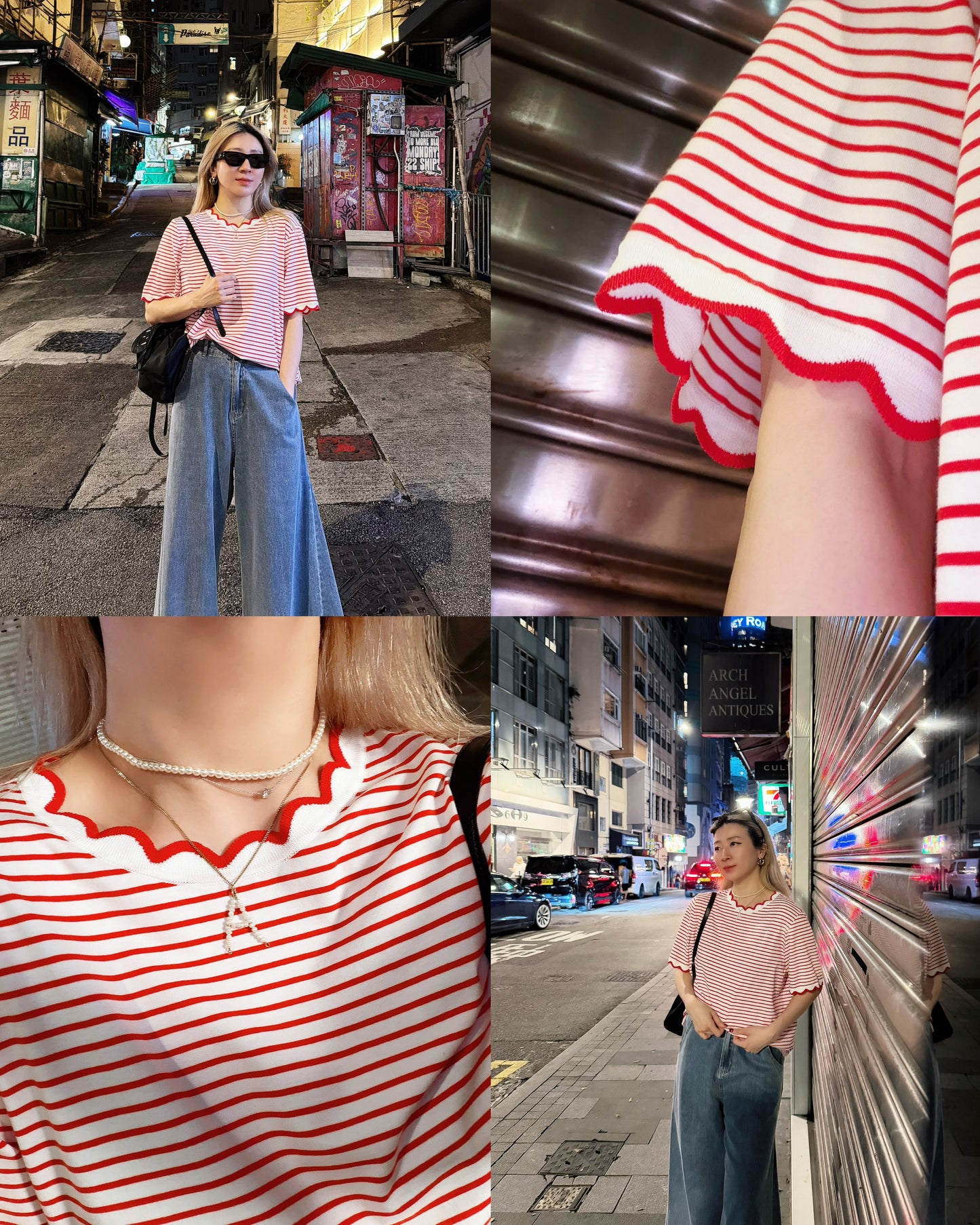 (Pre-order) aalis METTA scallop edge relaxed tee (Red Stripe)