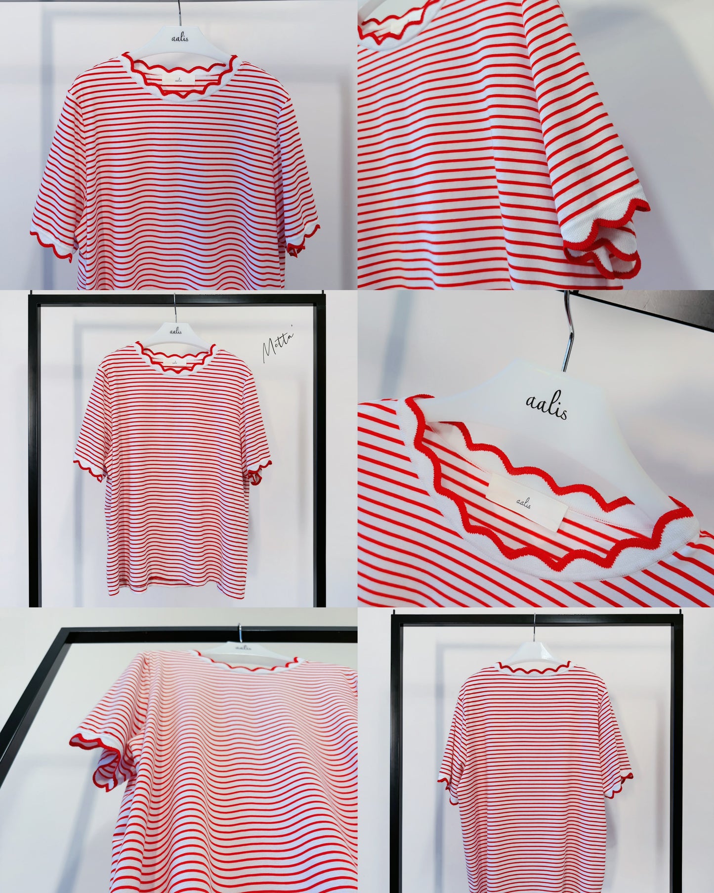 aalis METTA scallop edge relaxed tee (Red Stripe)