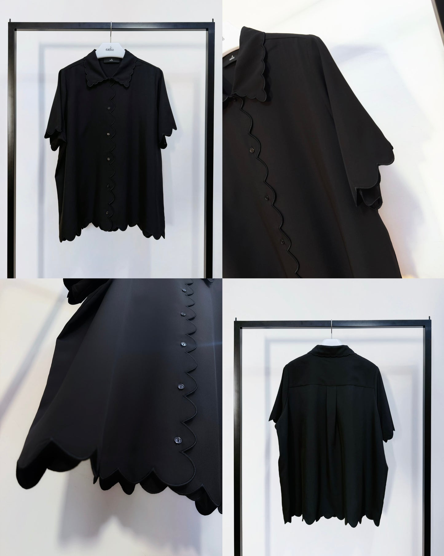 aalis TILLIE scallop edge short sleeves shirt (Black)