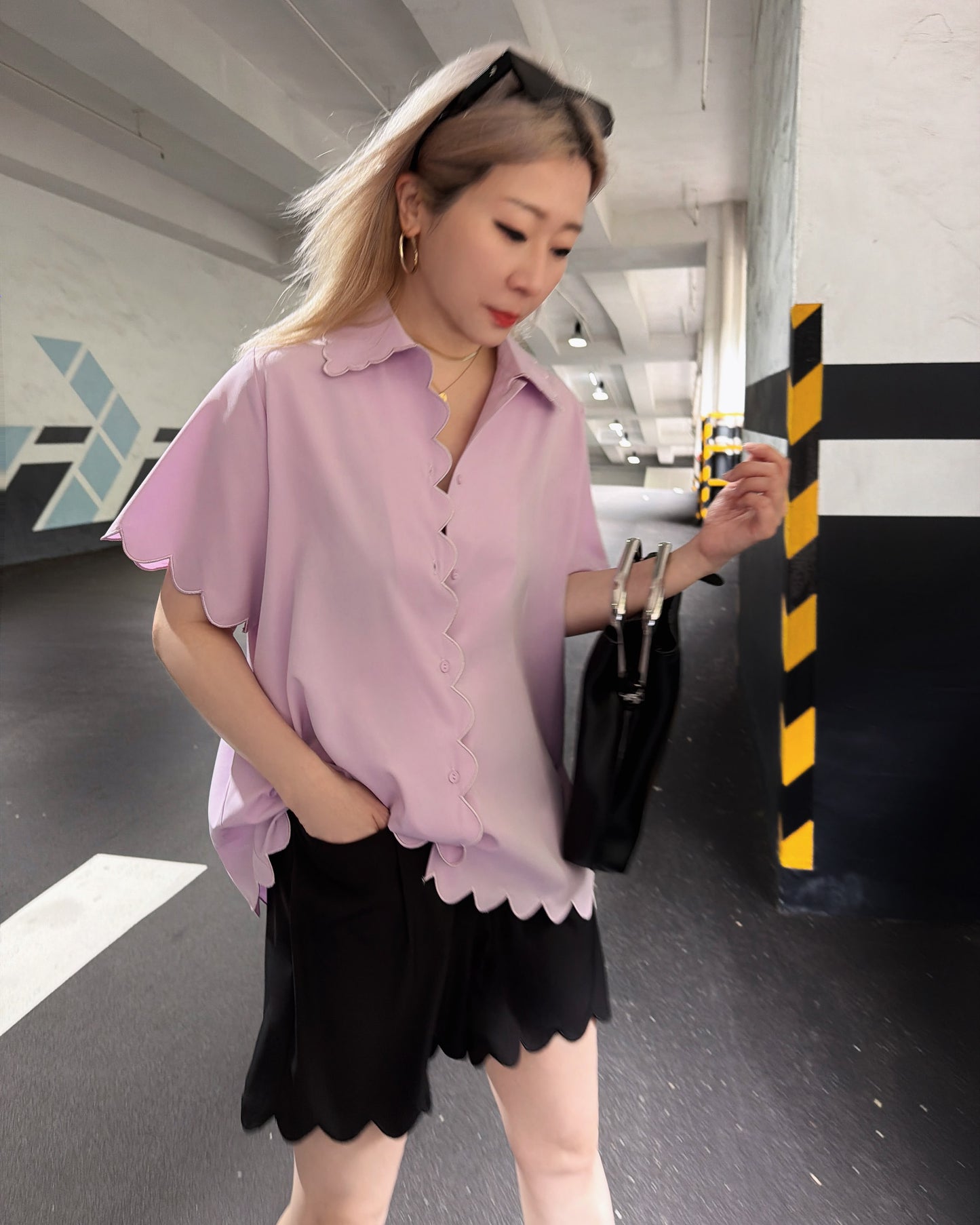 aalis TILLIE scallop edge short sleeves shirt (Lilac)