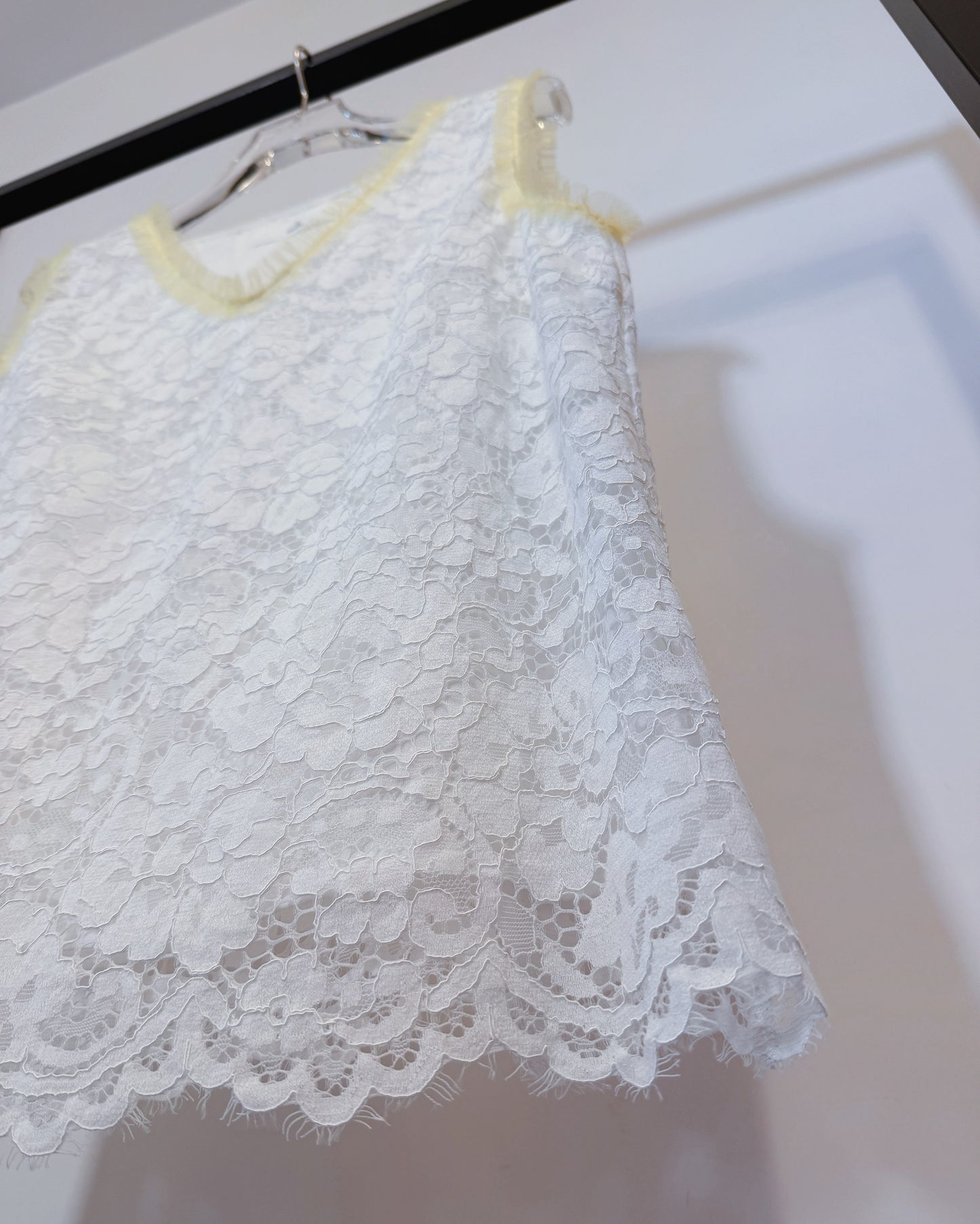 aalis ZOEY  v neck lace with mesh trim tank (White)