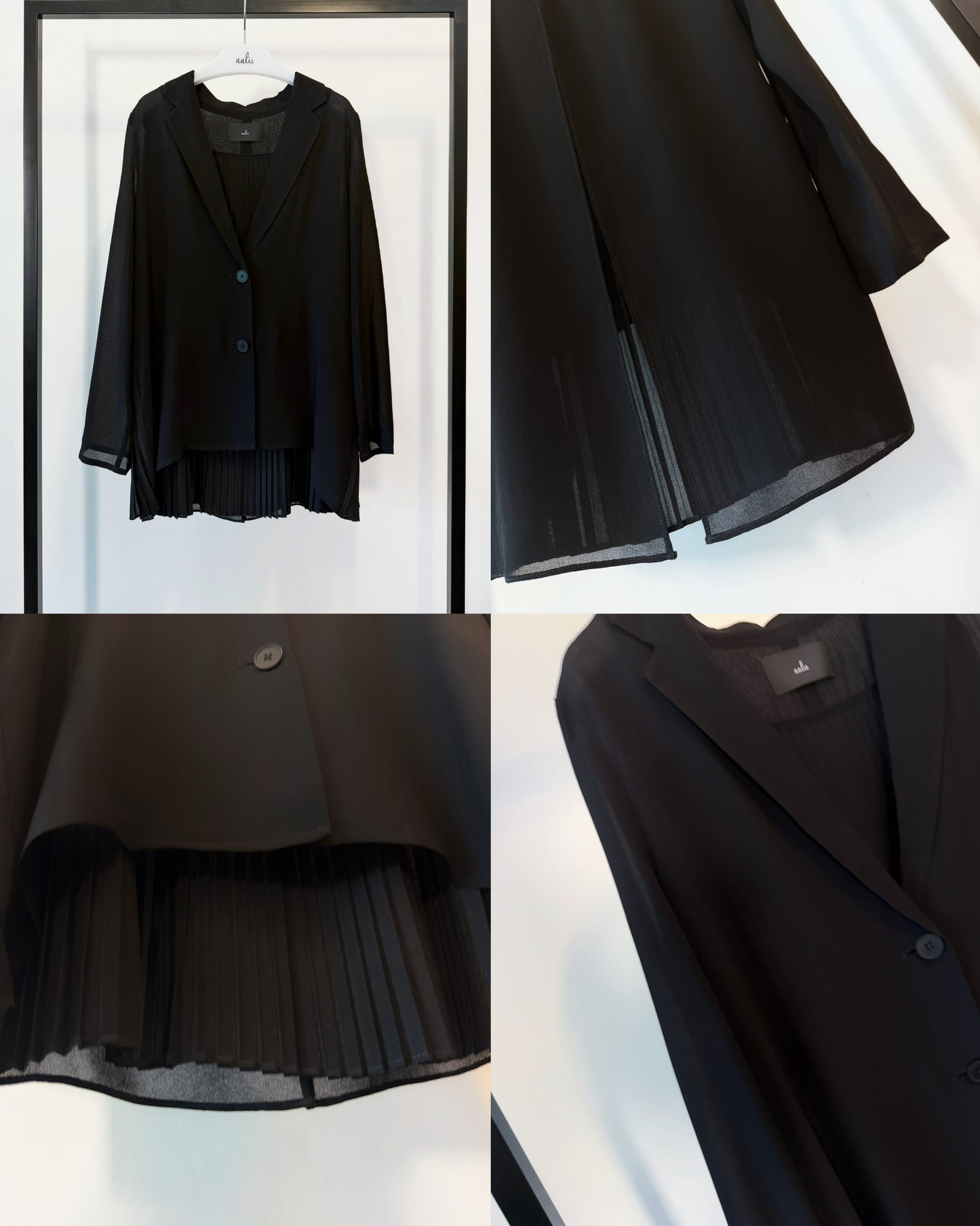 aalis MANJI pleated back chiffon blazer (Black)