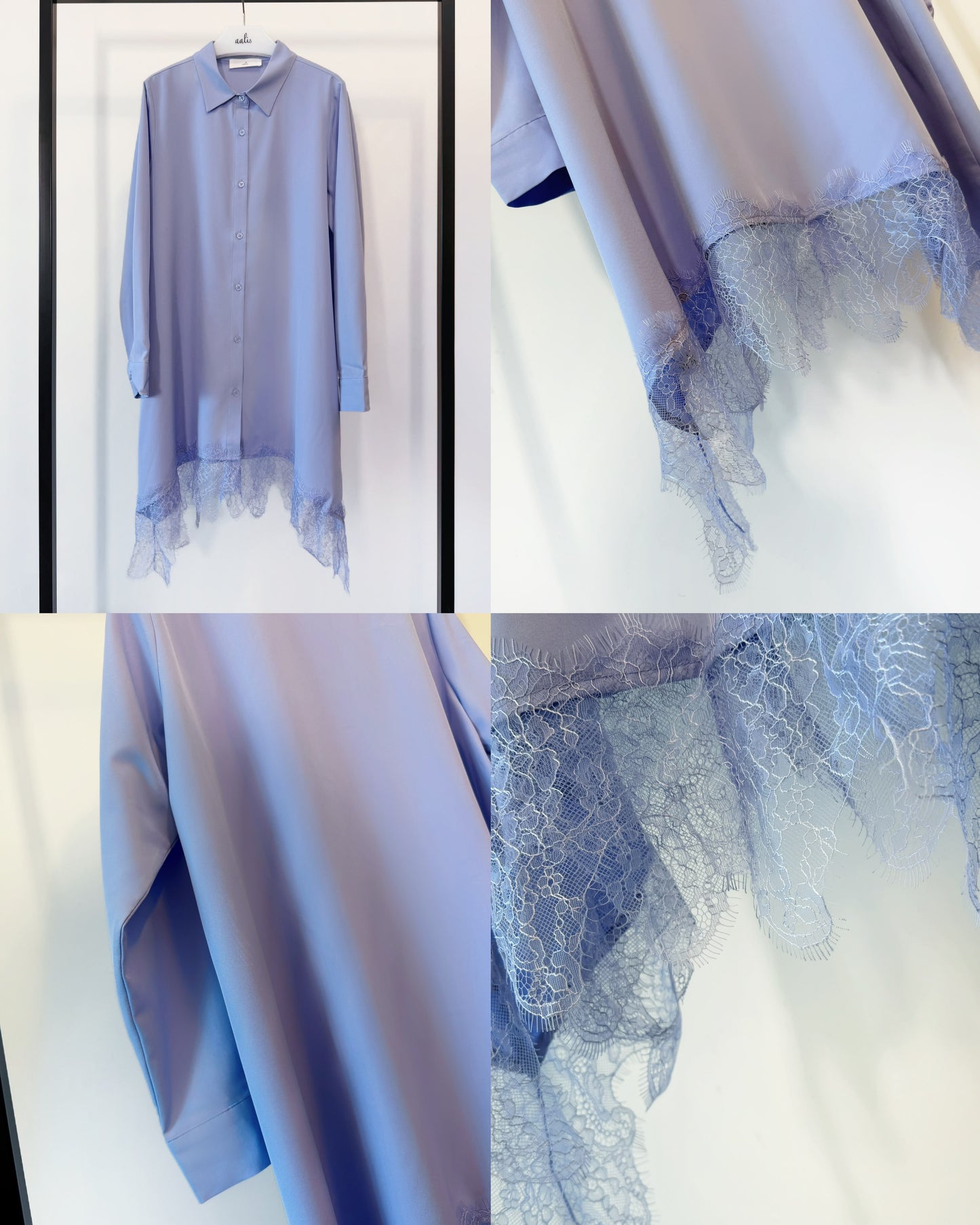 aalis SABI lace trim hem shirt (Blue)