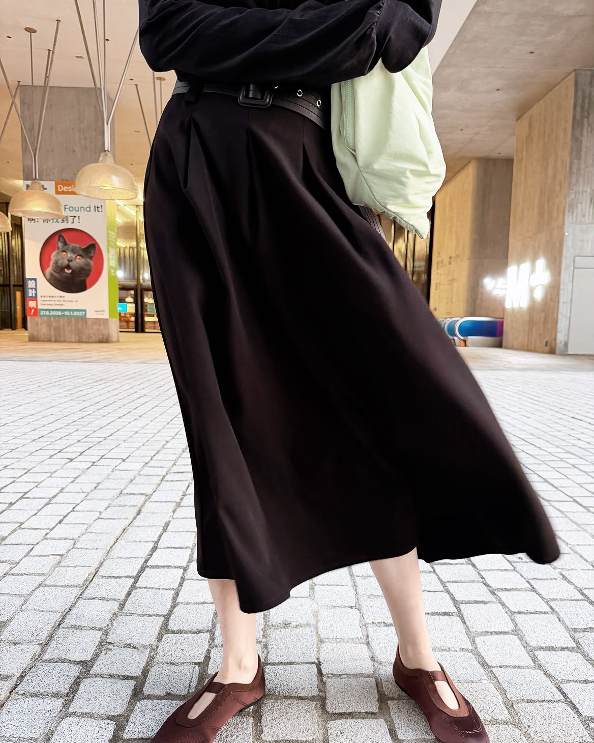 aalis FENJA pleated A-line full skirt (Black)