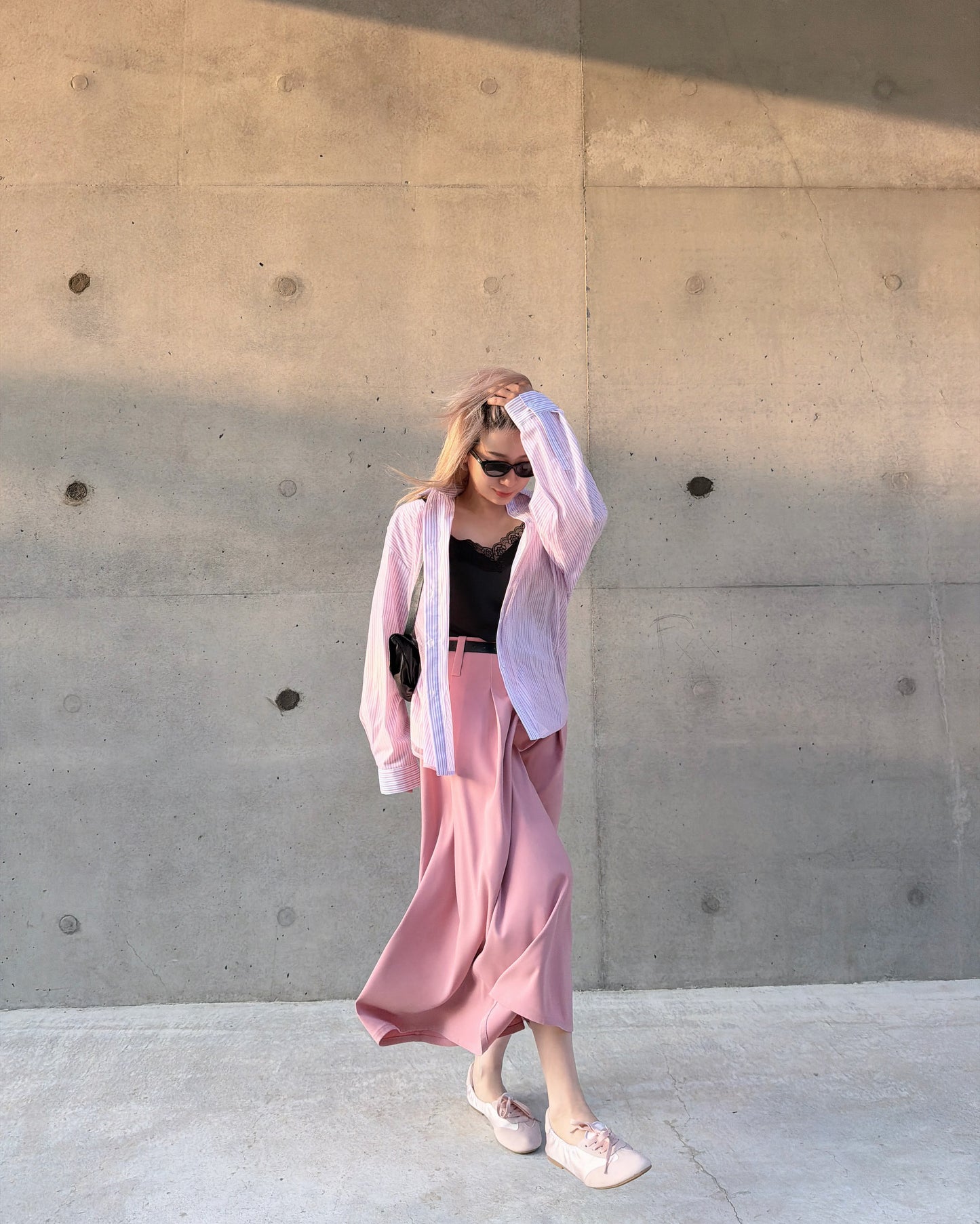 aalis FENJA pleated A-line full skirt (Pink)