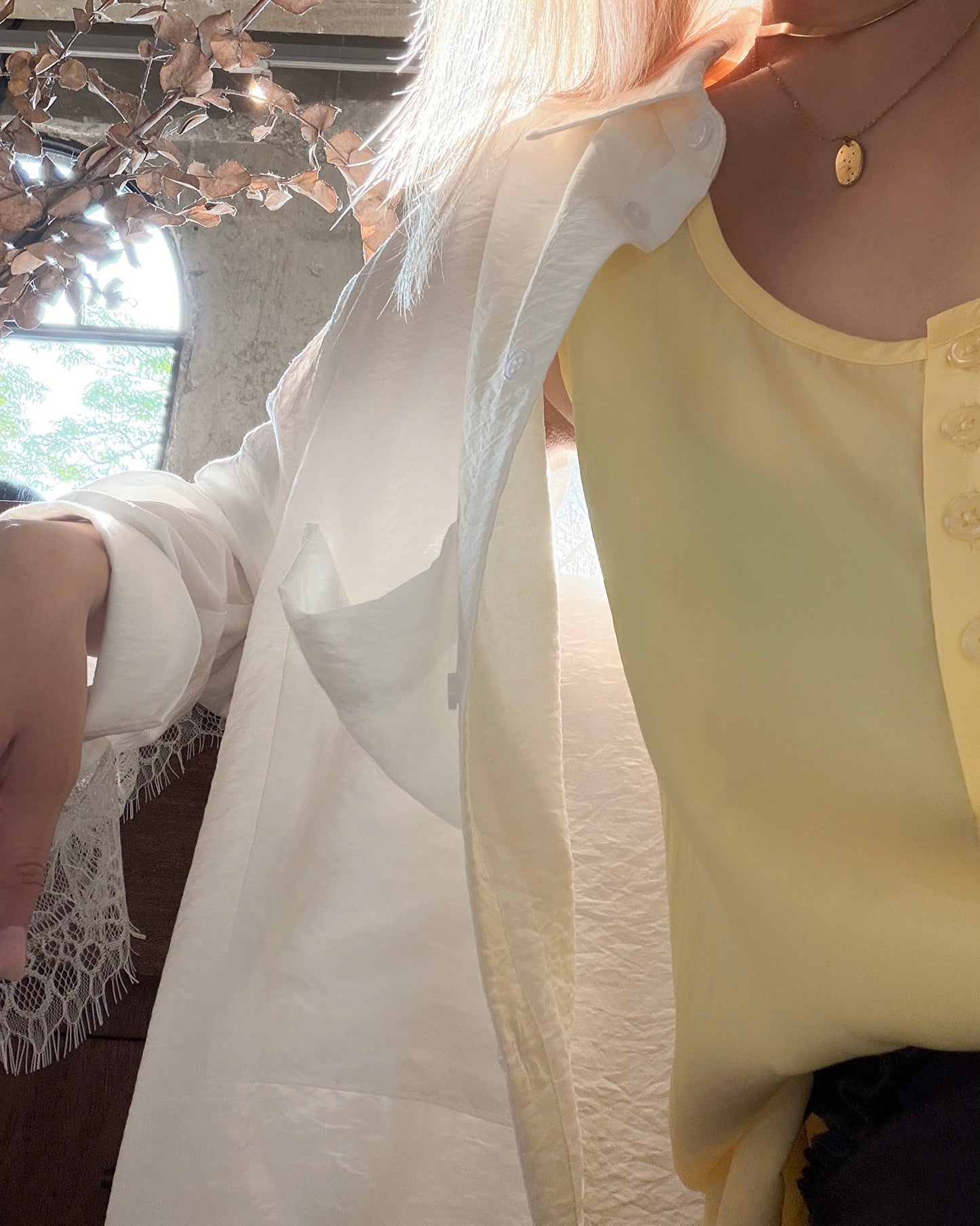 aalis INEZ button up tank (Light Yellow)