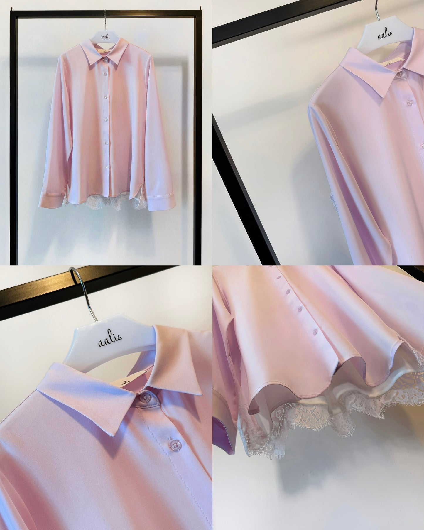 aalis LOVA lace chiffon panel shirt (Light Pink)