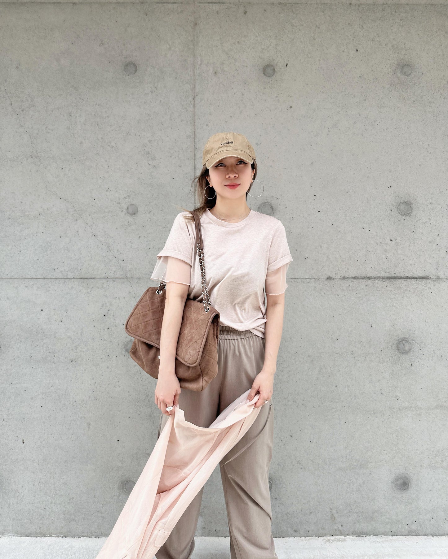 aalis PALMER mesh layer basic tee (Heather Nude)