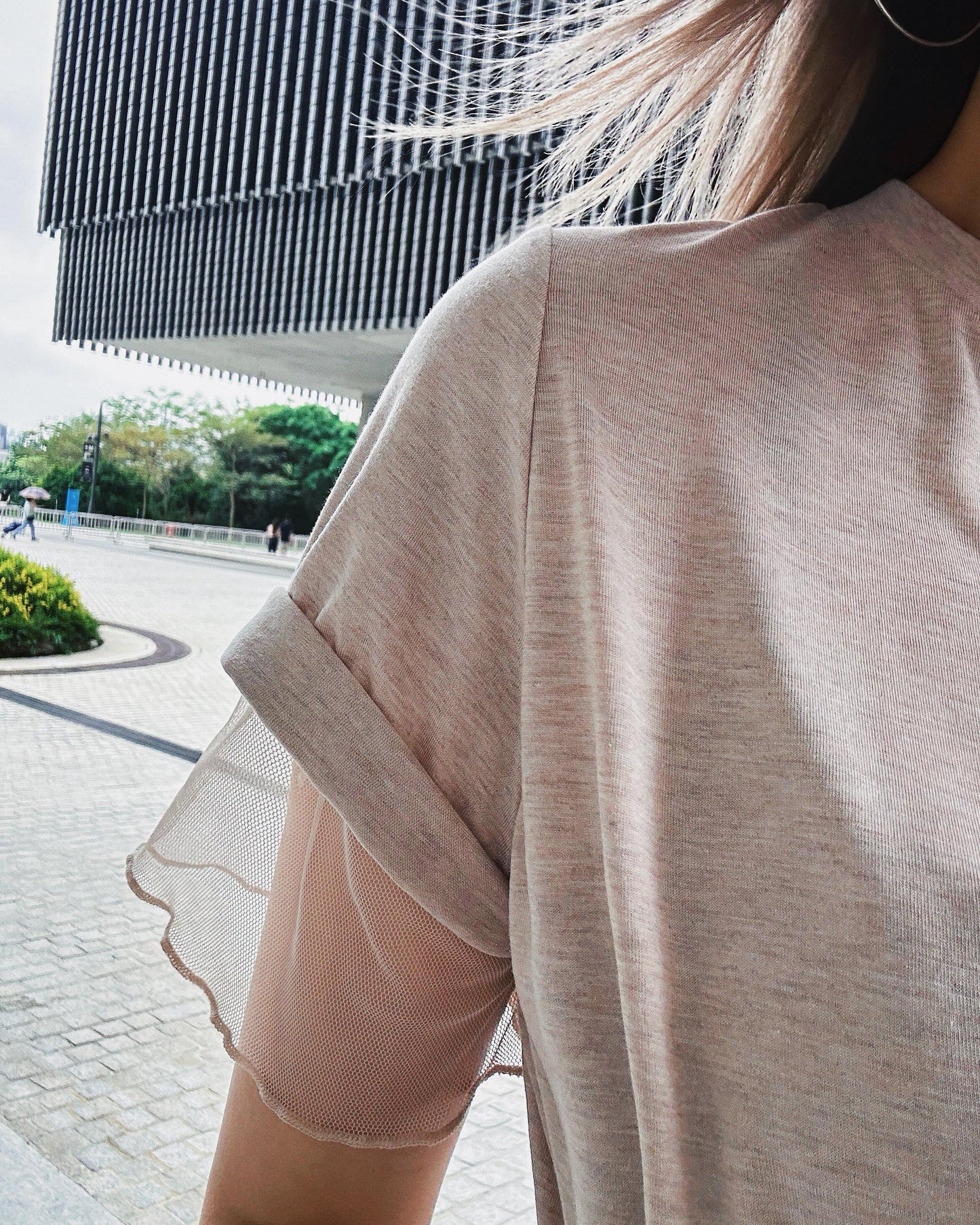 aalis PALMER mesh layer basic tee (Heather Nude)