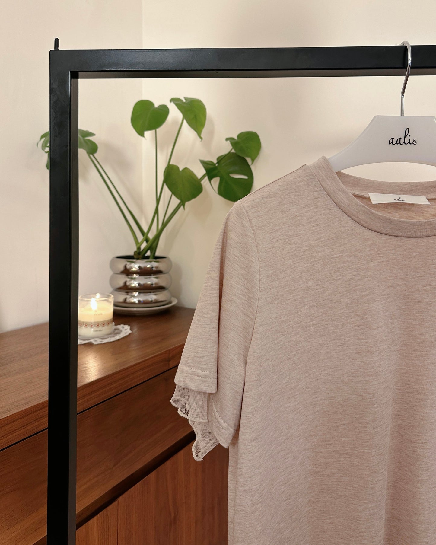 aalis PALMER mesh layer basic tee (Heather Nude)