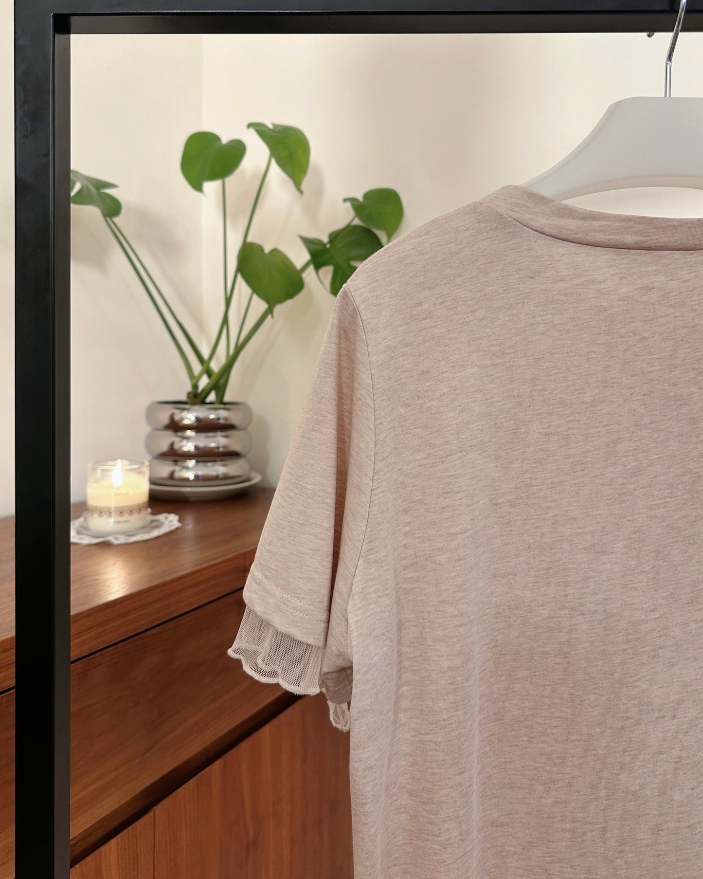 aalis PALMER mesh layer basic tee (Heather Nude)