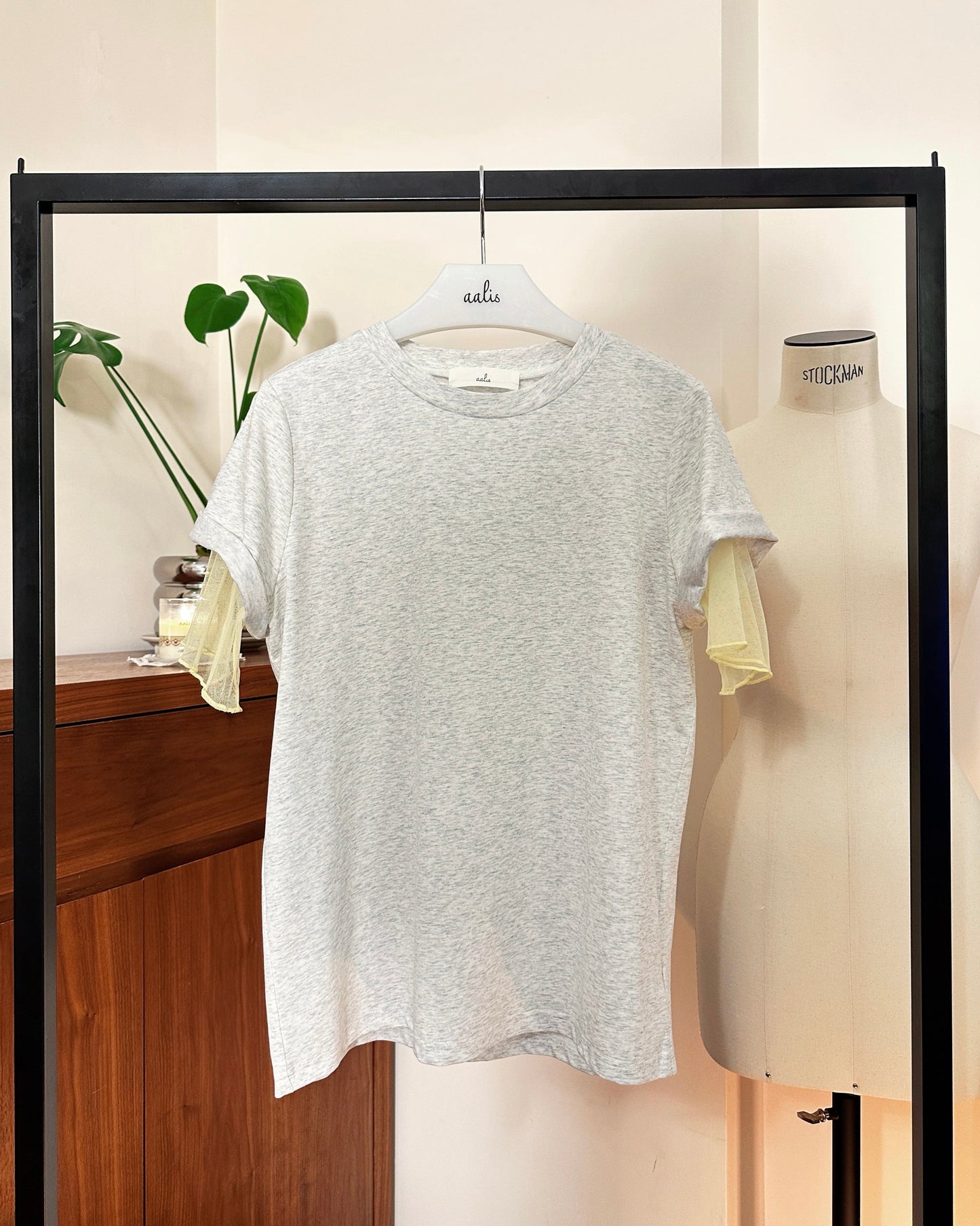 aalis PALMER mesh layer basic tee (Heather Grey)